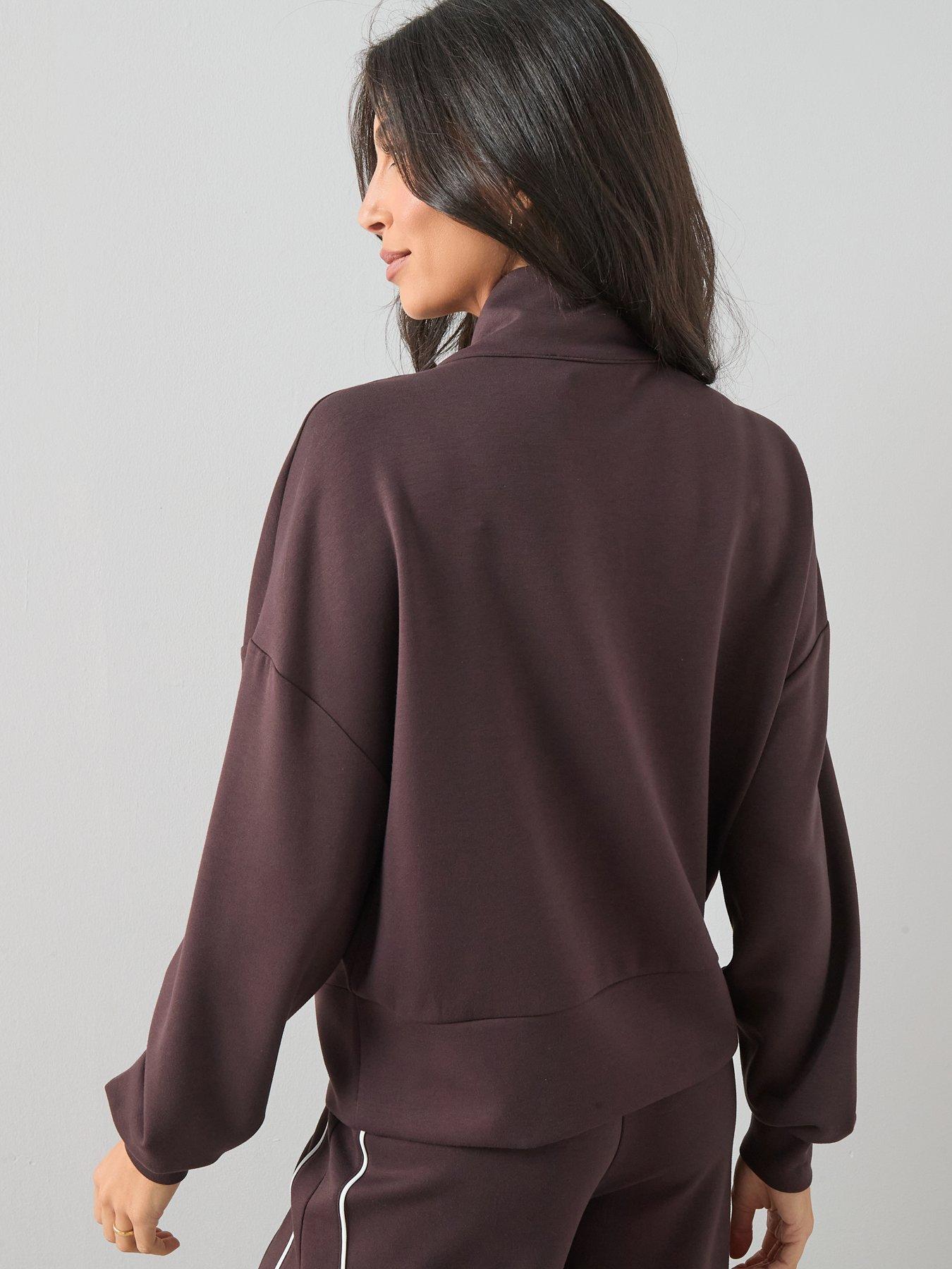 the-very-collection-funnel-neck-soft-touch-modal-top-brownstillFront