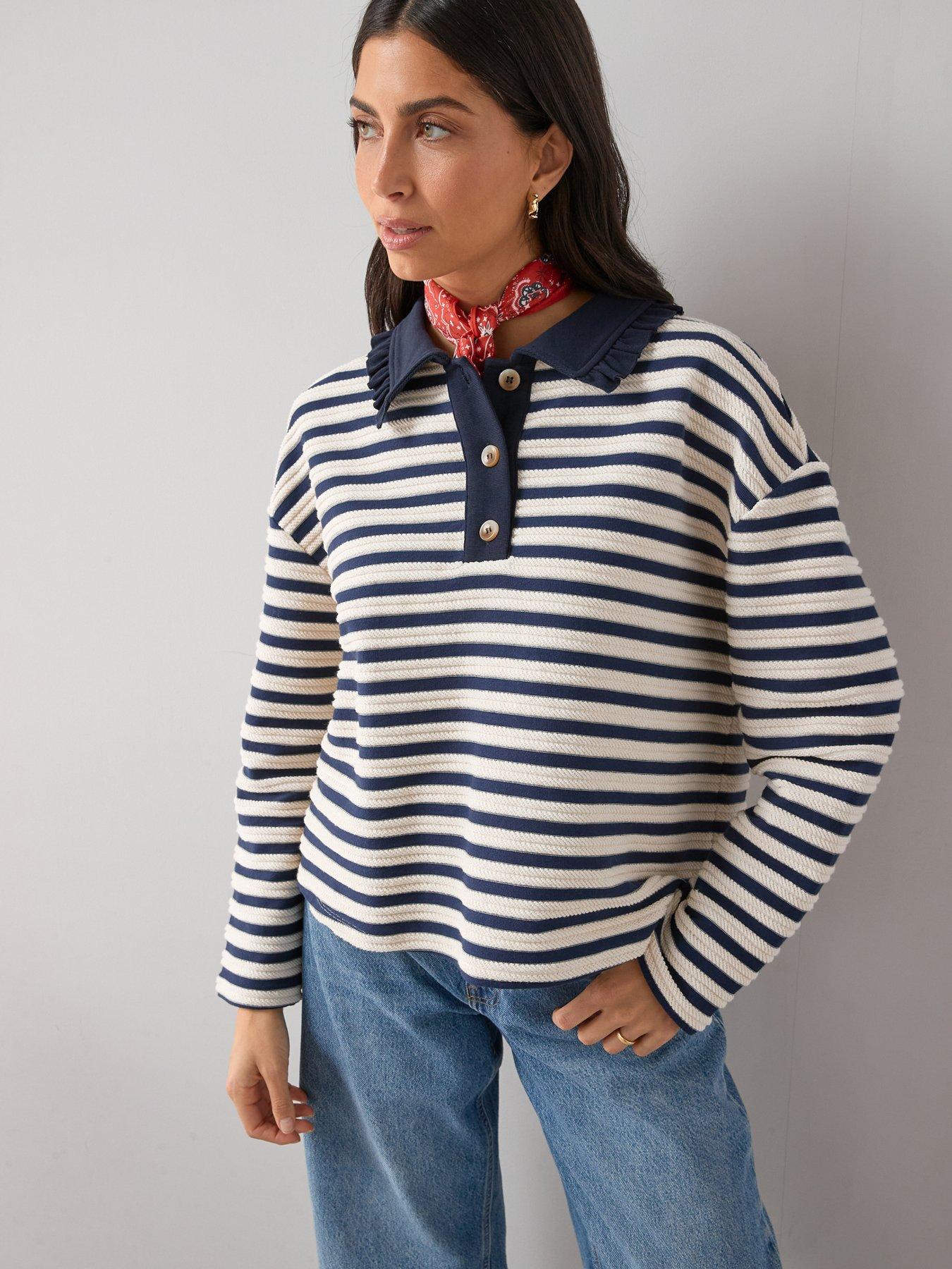 the-very-collection-frill-collar-textured-stripe-rugby-top-navyfront