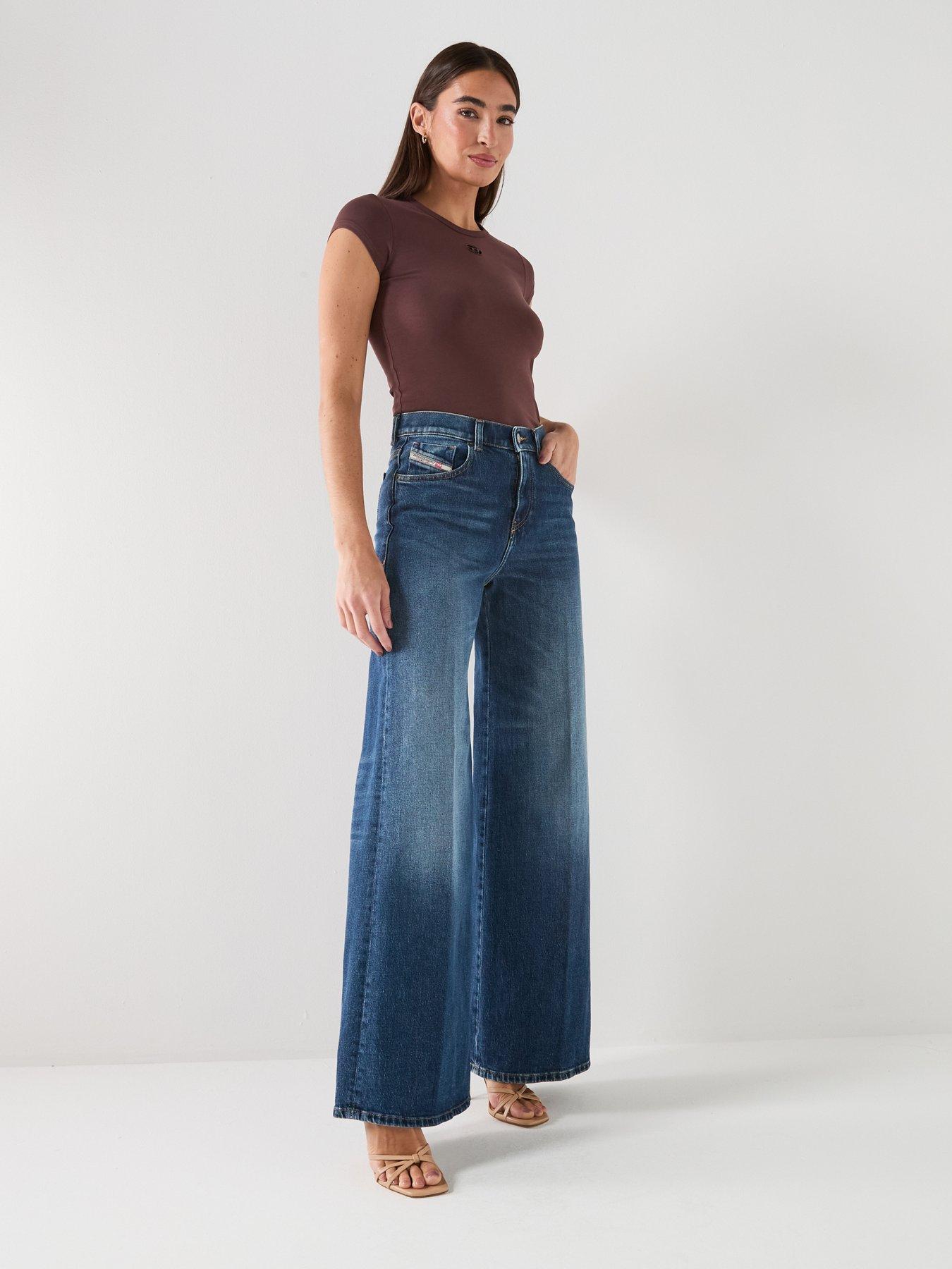 Diesel 1978 D-AKEMI MID RISE WIDE LEG FLARE JEANS