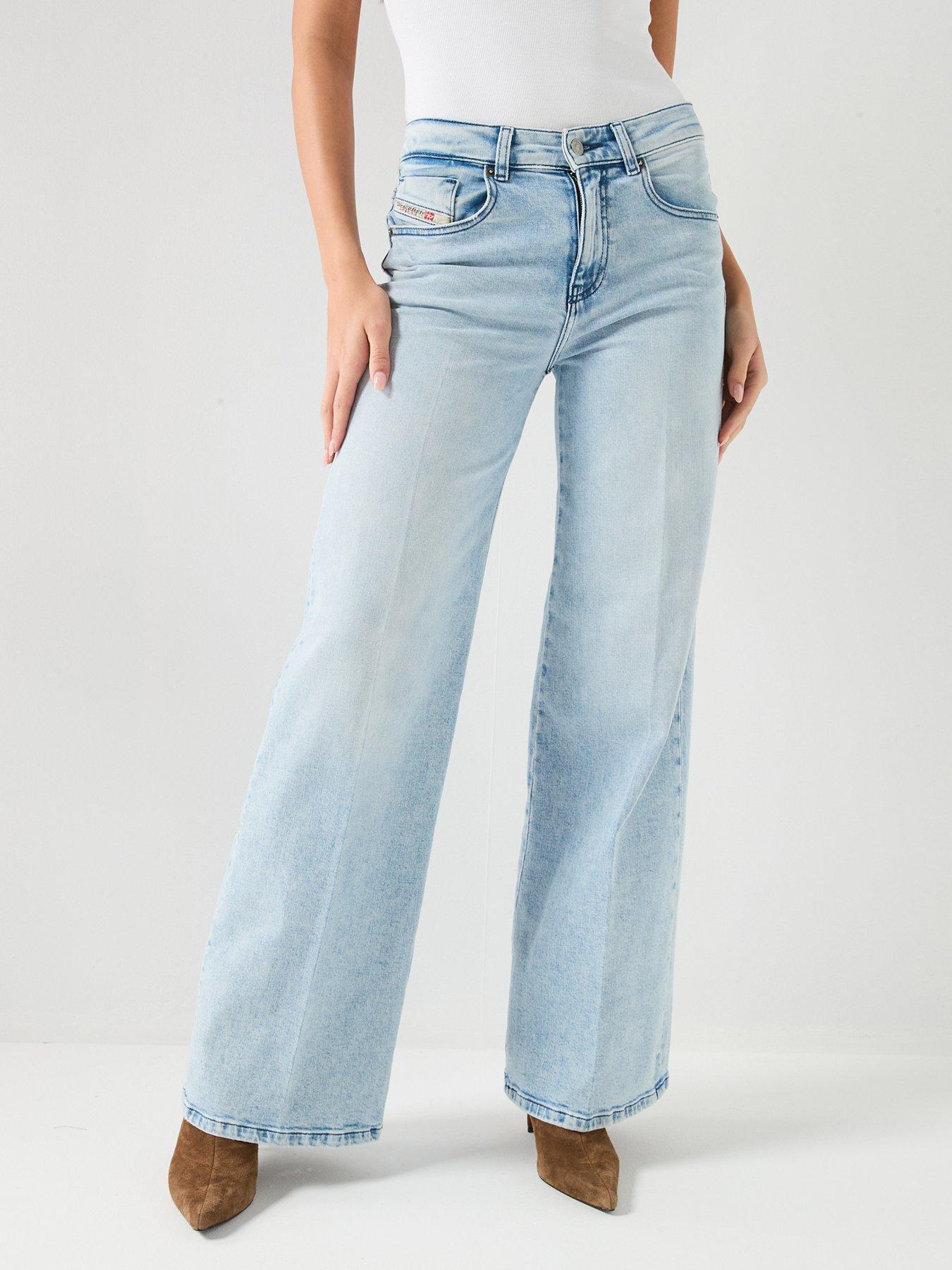 Diesel 1978 D-Akemi Mid Rise Wide Leg Flare Jeans - Light Blue