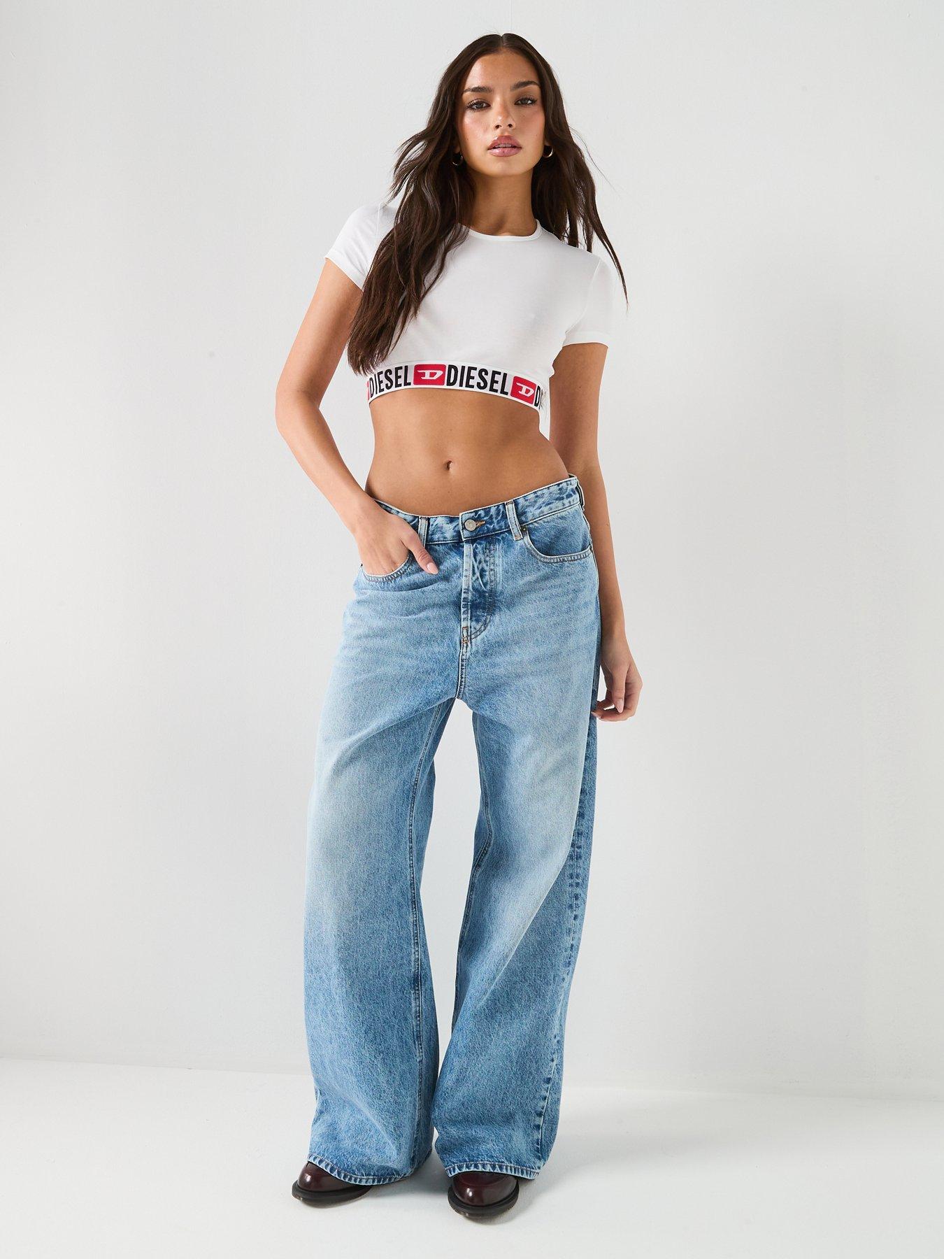 Image 3 of 7 of Diesel 1996 D-Sire Low Rise Wid Leg Relaxed Jeans - Light Blue