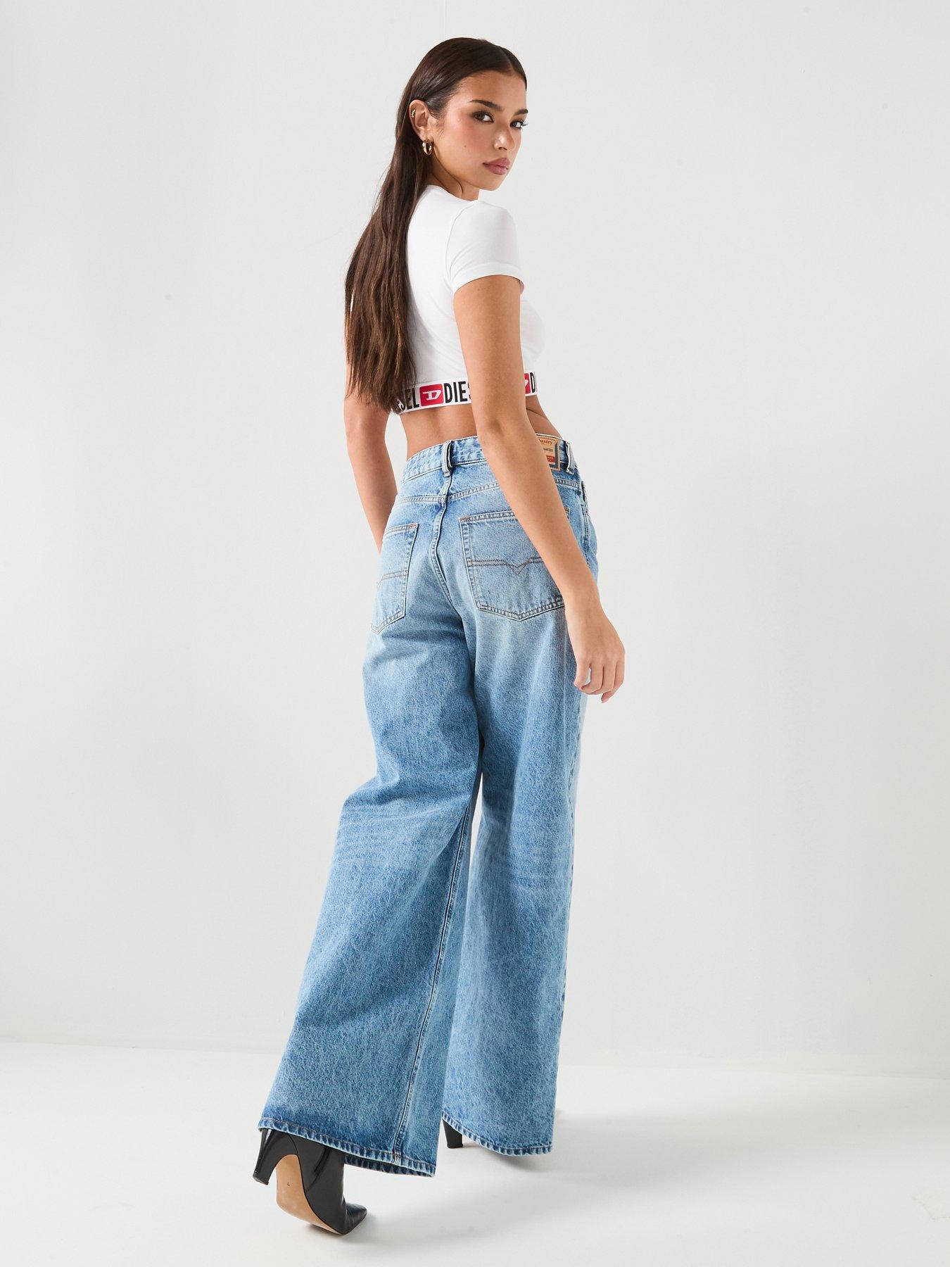 Image 7 of 7 of Diesel 1996 D-Sire Low Rise Wid Leg Relaxed Jeans - Light Blue