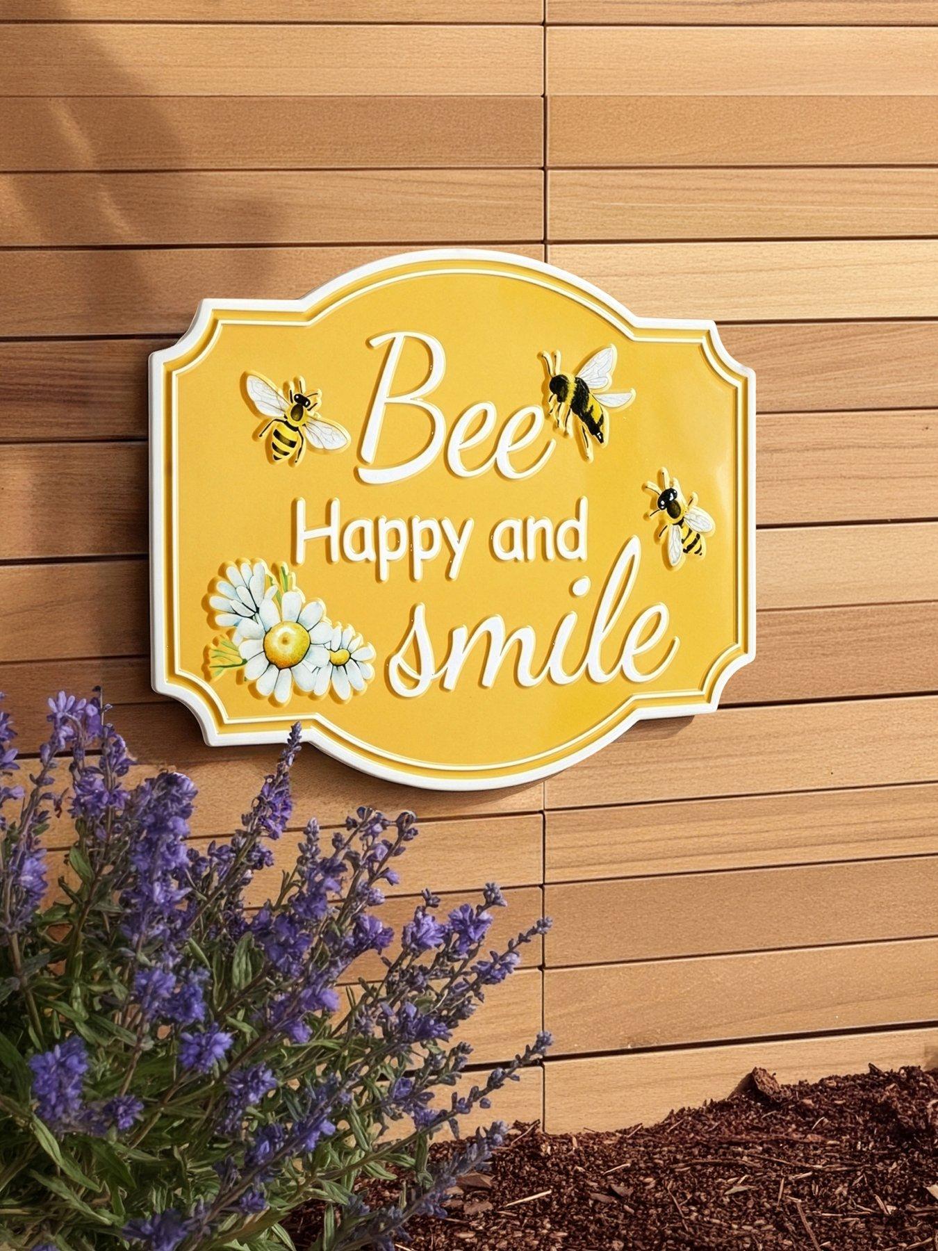 Image 1 of 4 of Heaven Sends Metal Bee Happy And Smile Sign