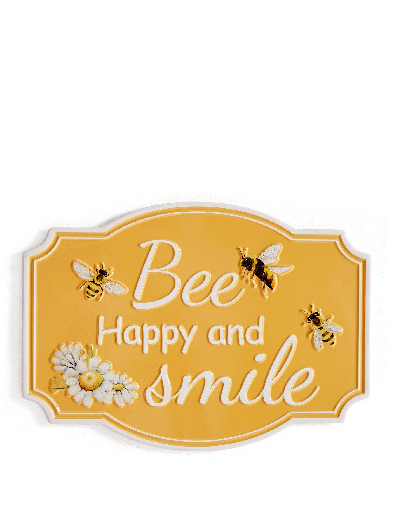 Image 2 of 4 of Heaven Sends Metal Bee Happy And Smile Sign