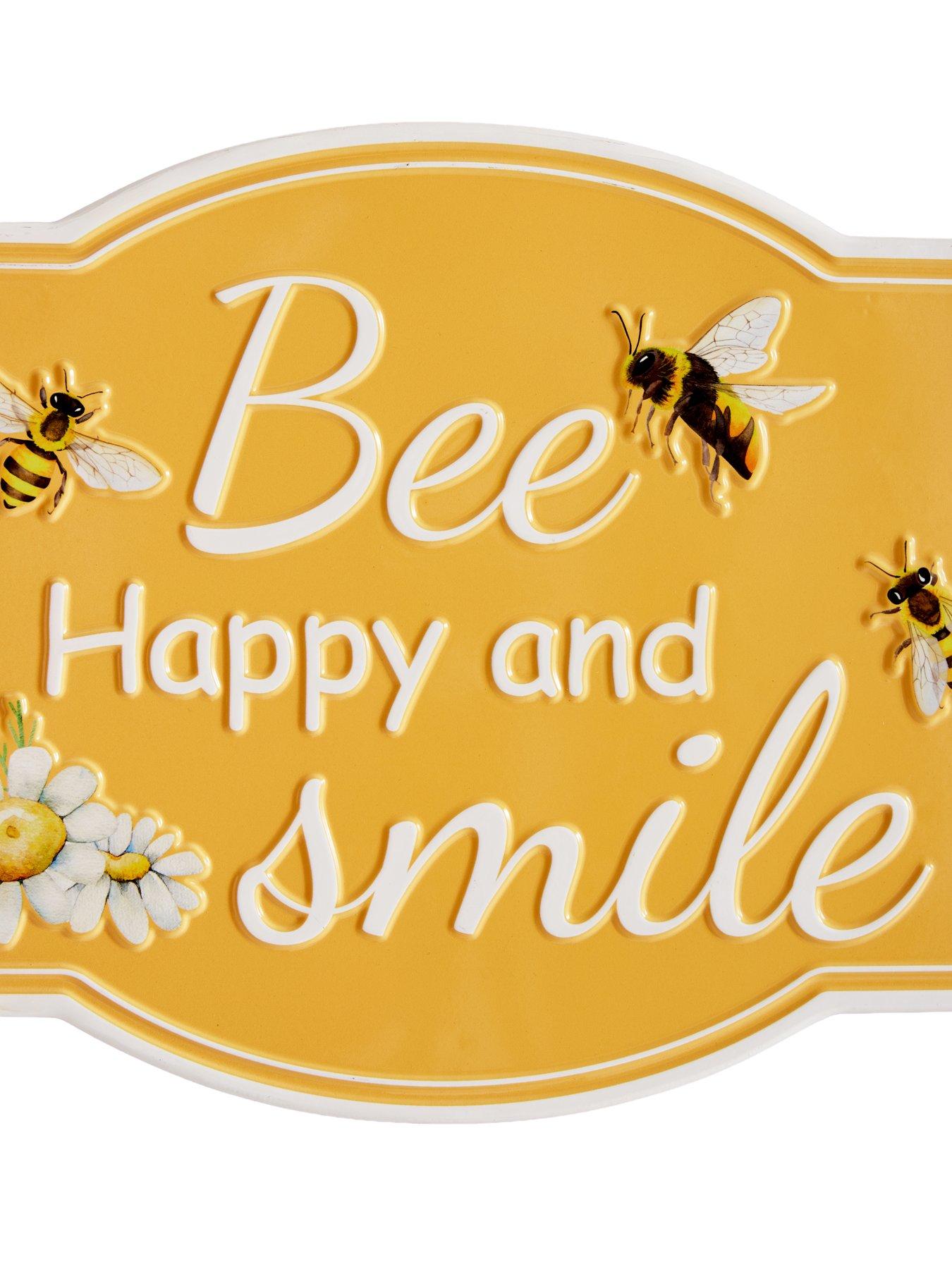Image 3 of 4 of Heaven Sends Metal Bee Happy And Smile Sign