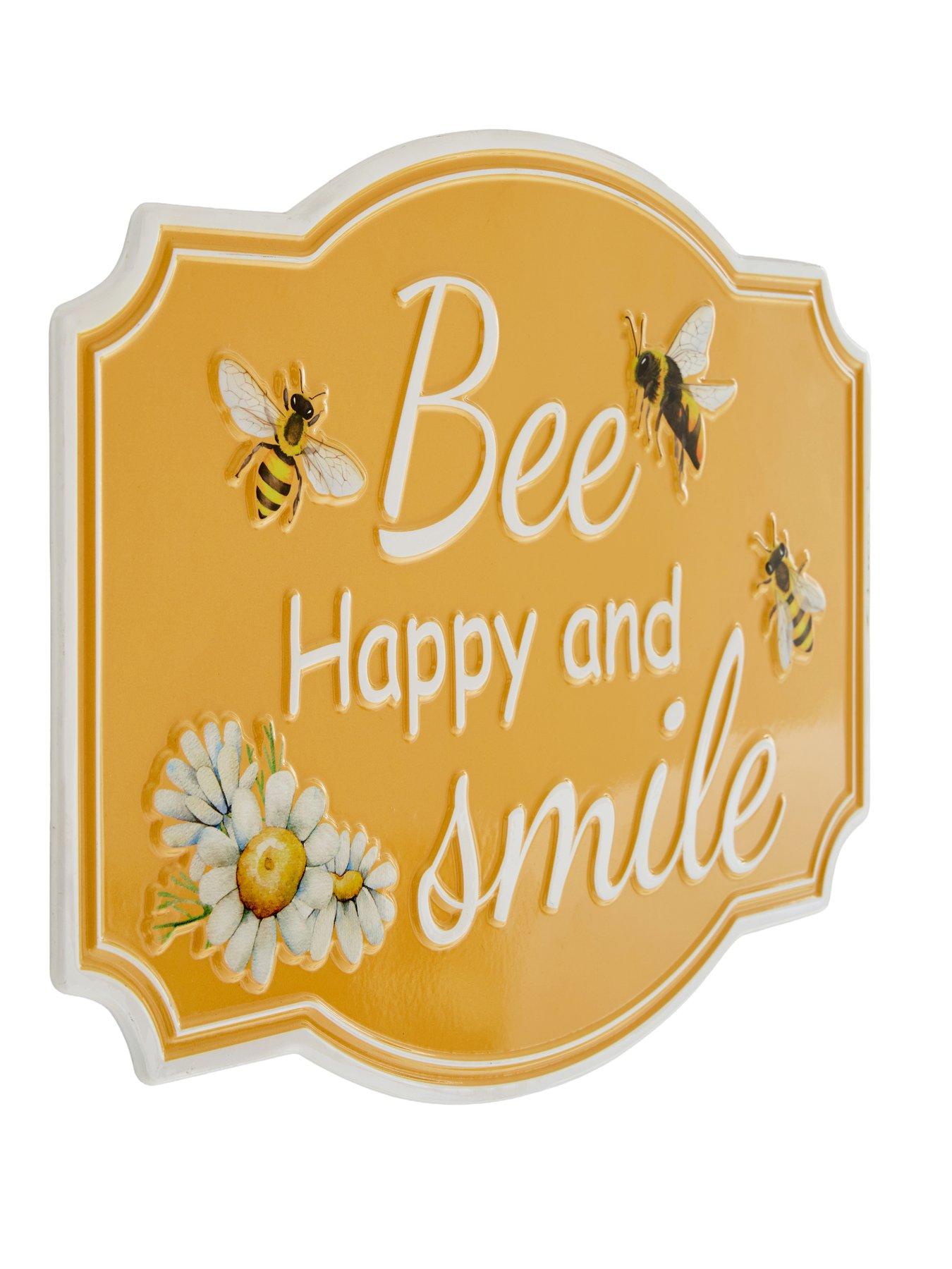 Image 4 of 4 of Heaven Sends Metal Bee Happy And Smile Sign