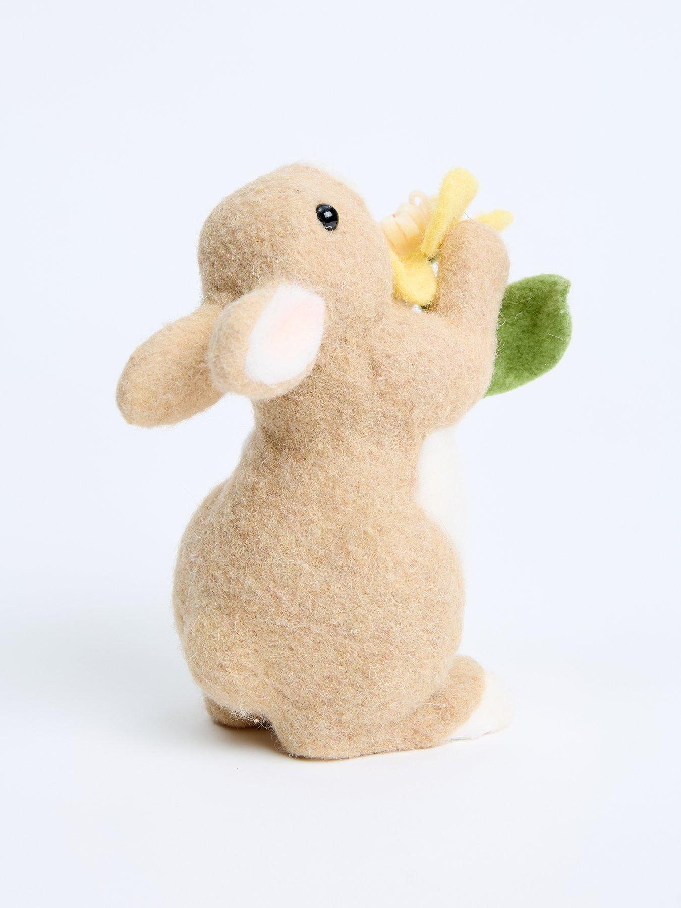 Image 3 of 4 of Heaven Sends Felt Rabbit With Yellow Flower