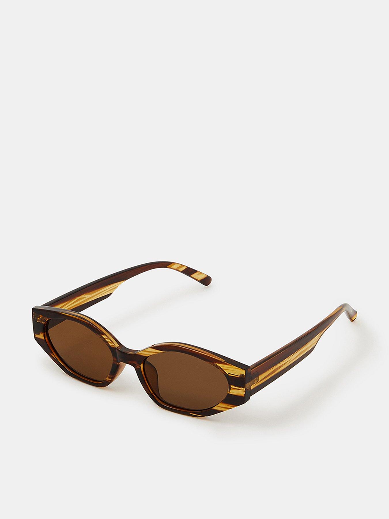 Image 1 of 3 of Accessorize Oval Stripe Tort Sunglasses