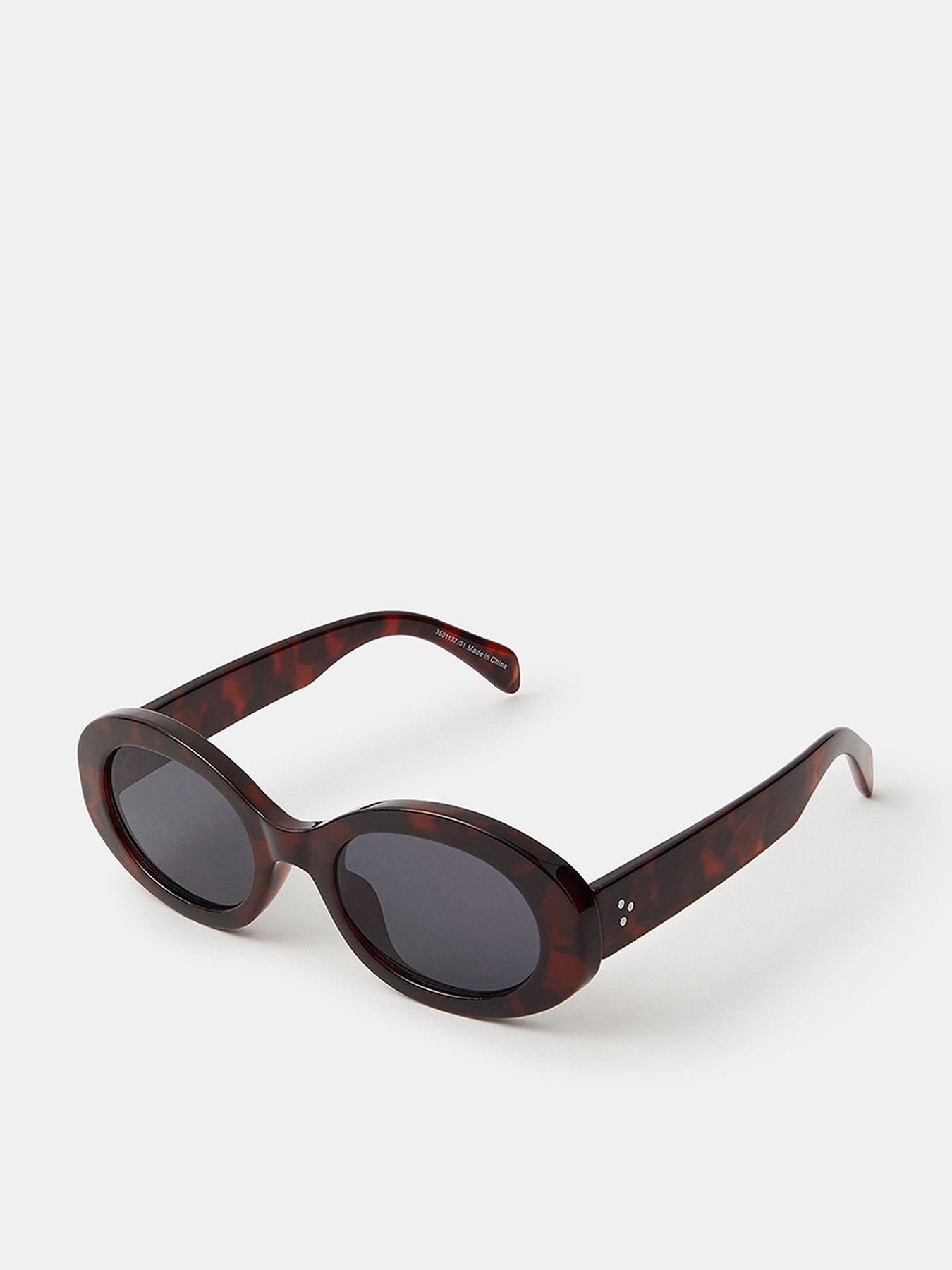Image 1 of 3 of Accessorize Chunky Tort Oval Sunglasses