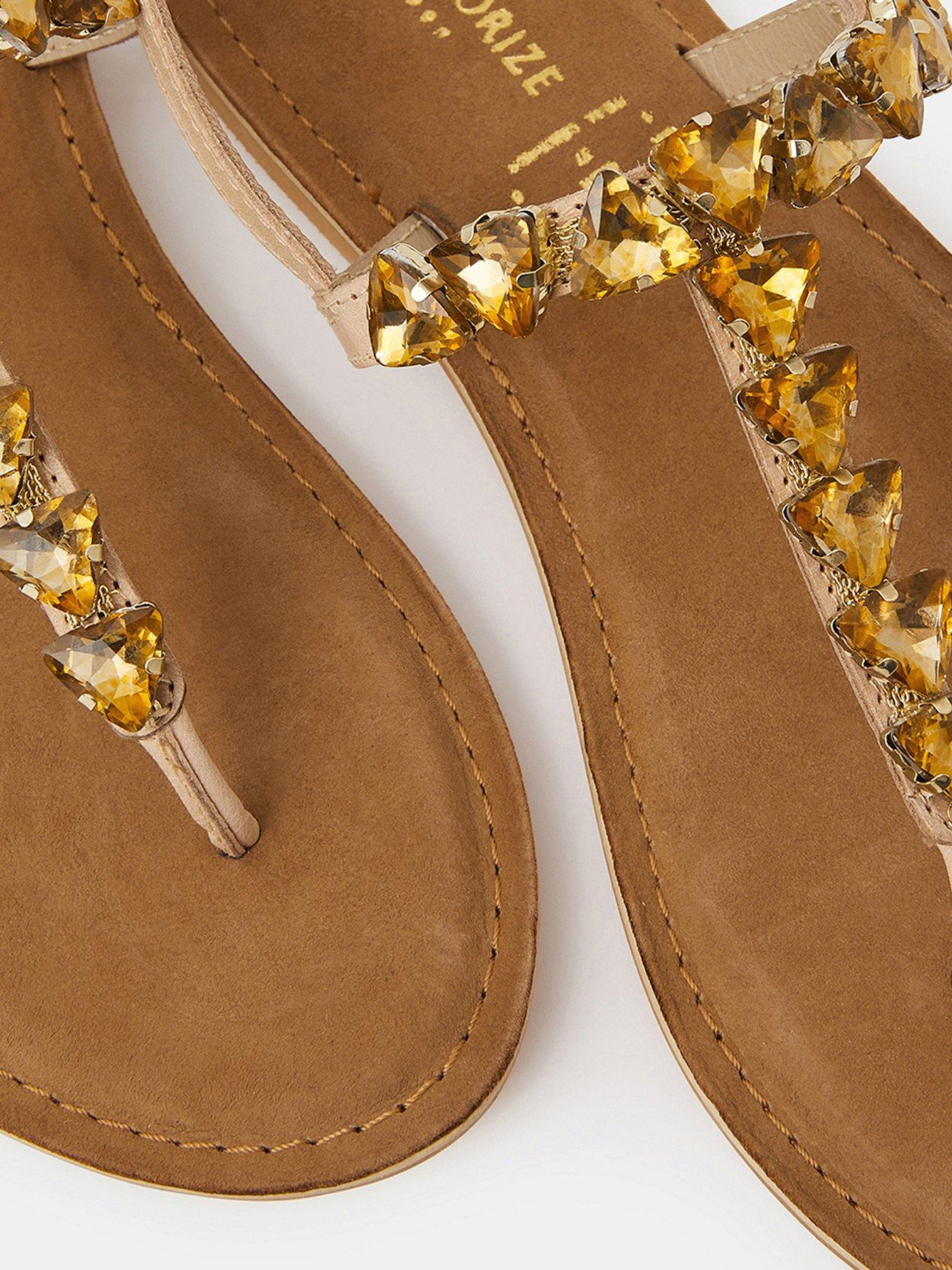 Image 4 of 4 of Accessorize Gemstone Leather Sandals
