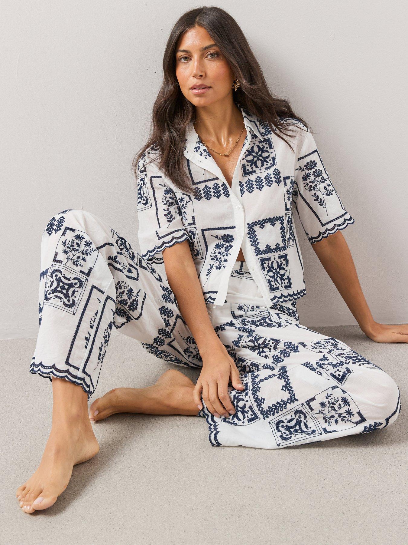 The Very Collection Patchwork Floral Button Up Shirt Co-Ord - White