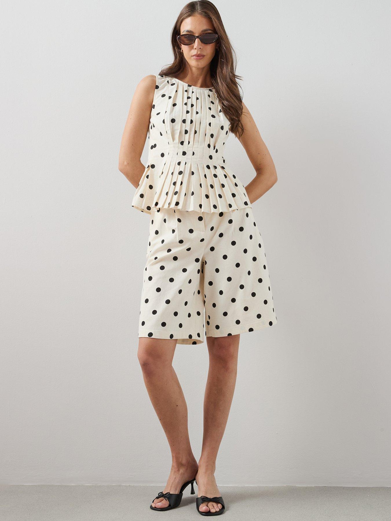 The Very Collection Polka Dot Tailored Jorts Co-Ord - Print