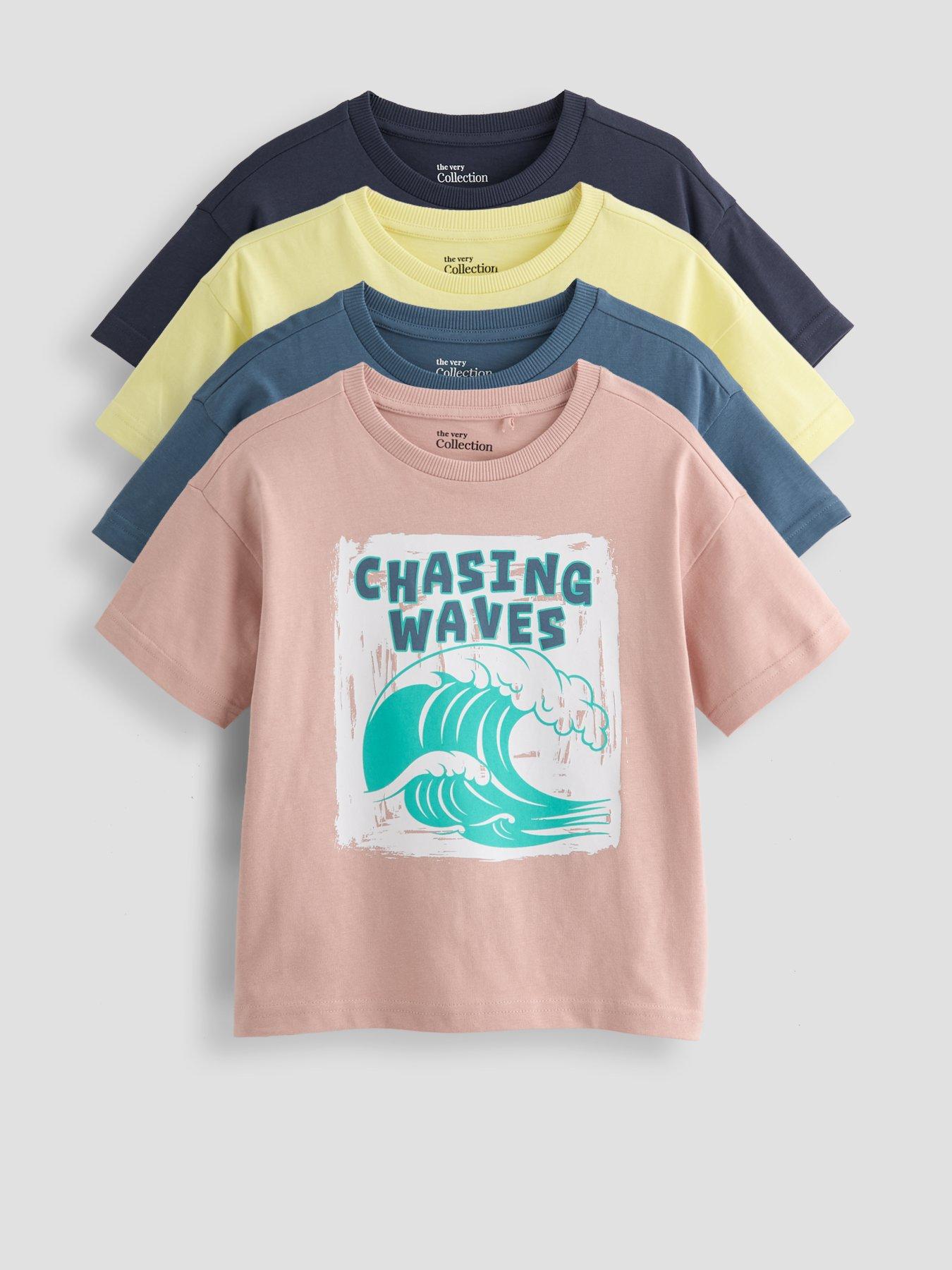 Image 1 of 6 of The Very Collection Boys 4 Pack Chasing Waves Short Sleeve T-Shirts - Multi