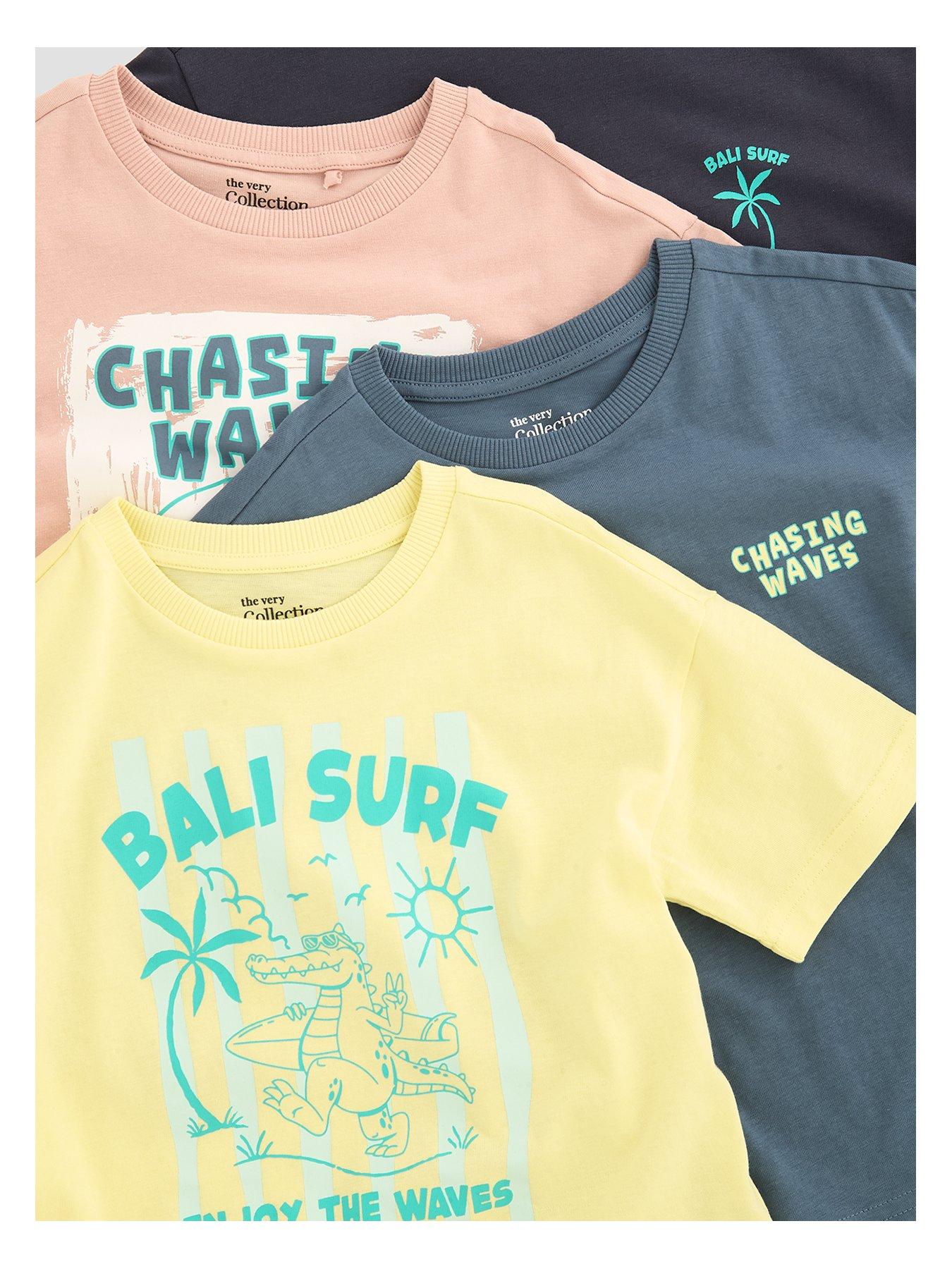 Image 2 of 6 of The Very Collection Boys 4 Pack Chasing Waves Short Sleeve T-Shirts - Multi
