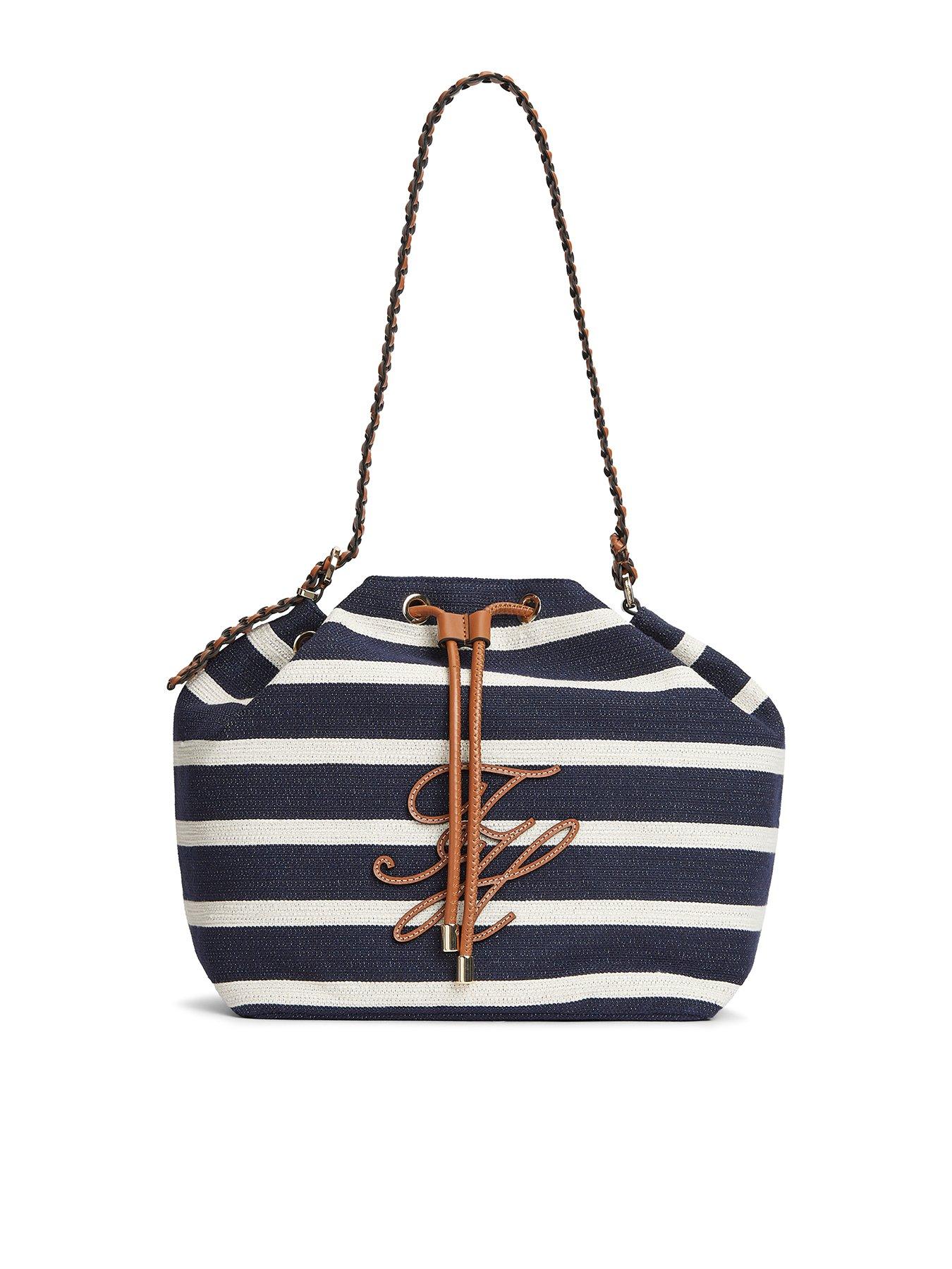 Tommy Hilfiger Stripe Logo Adjustable Bucket Bag - Blue