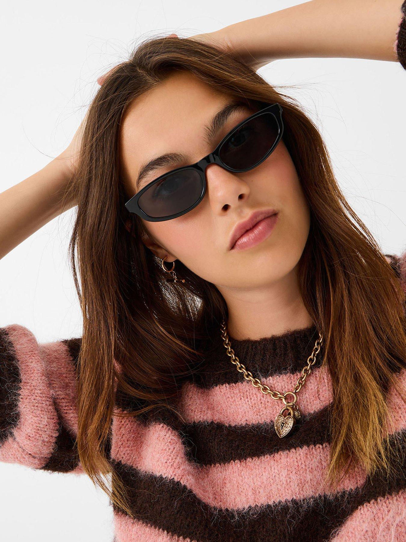 Image 2 of 3 of Accessorize Slim Rectangle Sunglasses
