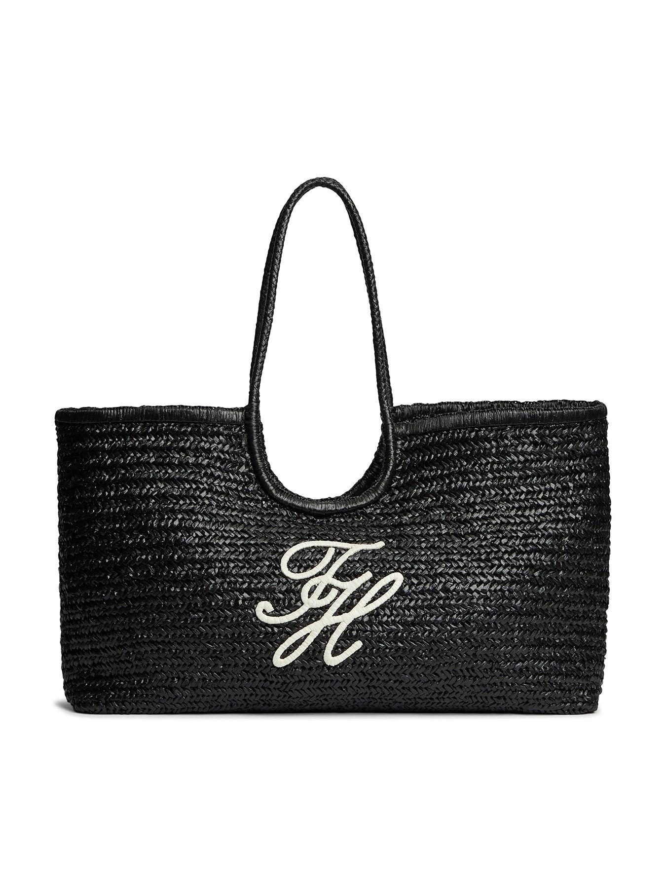 Tommy Hilfiger Th Elev Summ Maxi Tote Raffia - Black