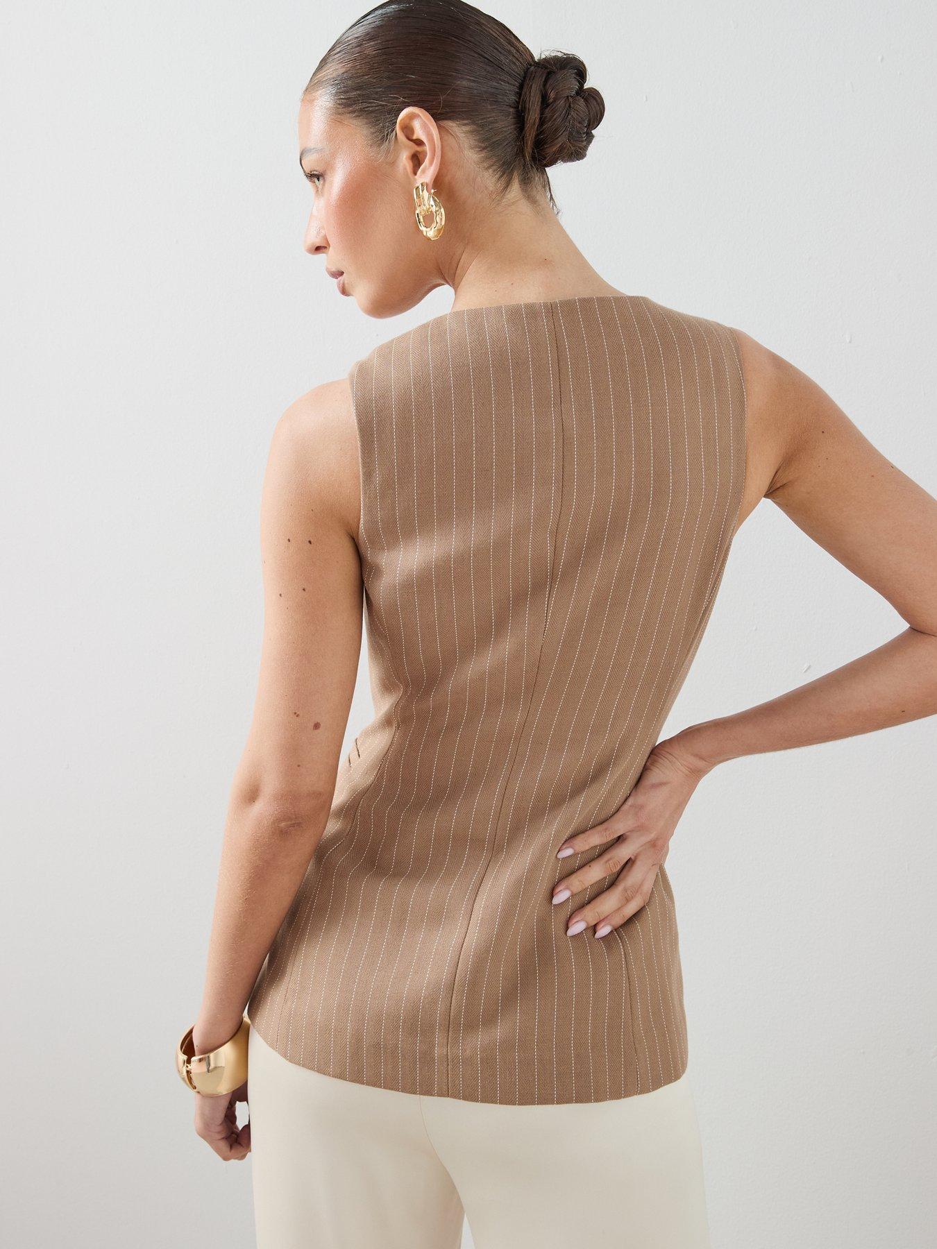 the-very-collection-stripe-button-through-waistcoat-brownstillFront