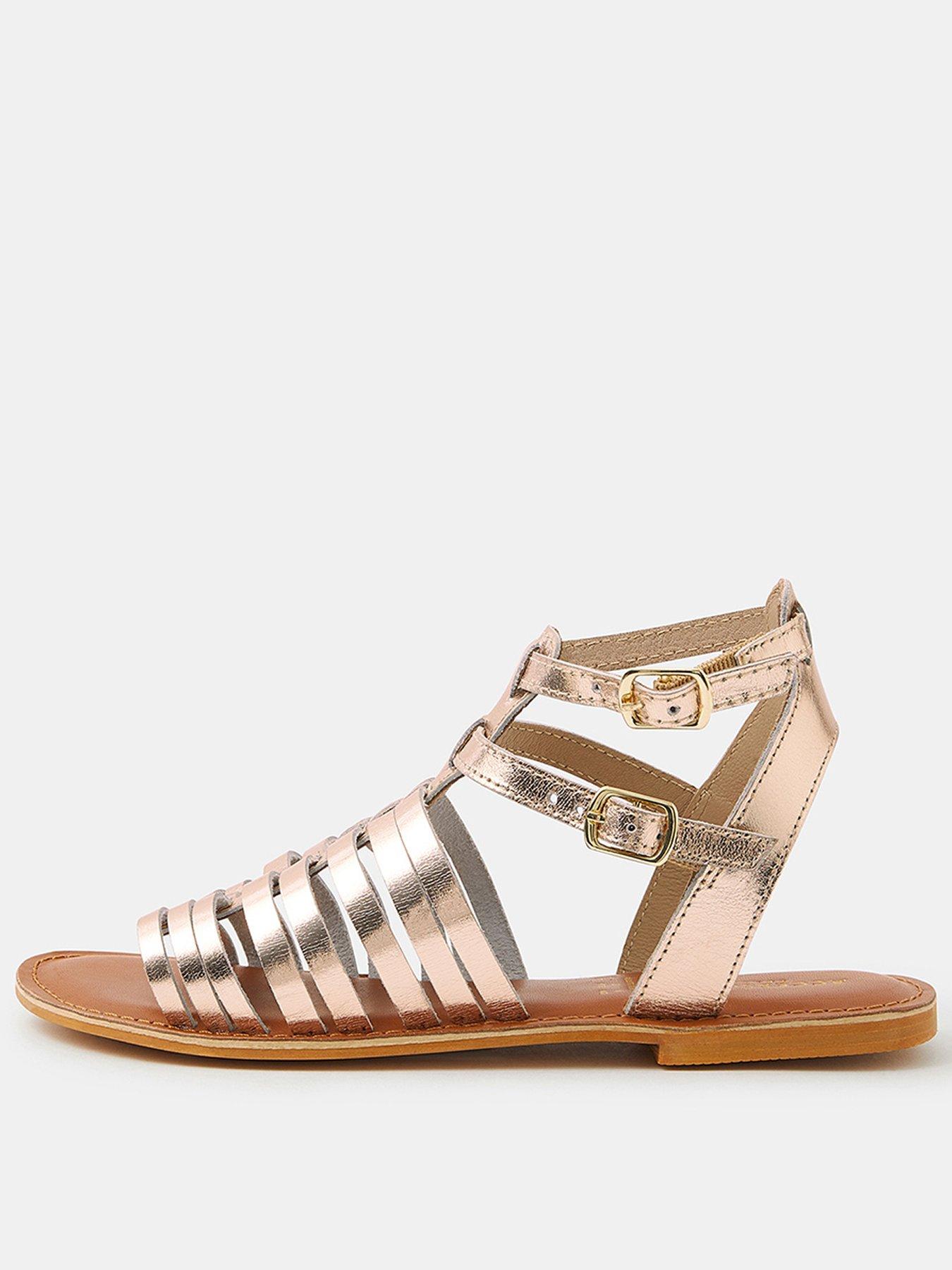 Image 1 of 3 of Accessorize Metallic Leather Gladiator Sandals