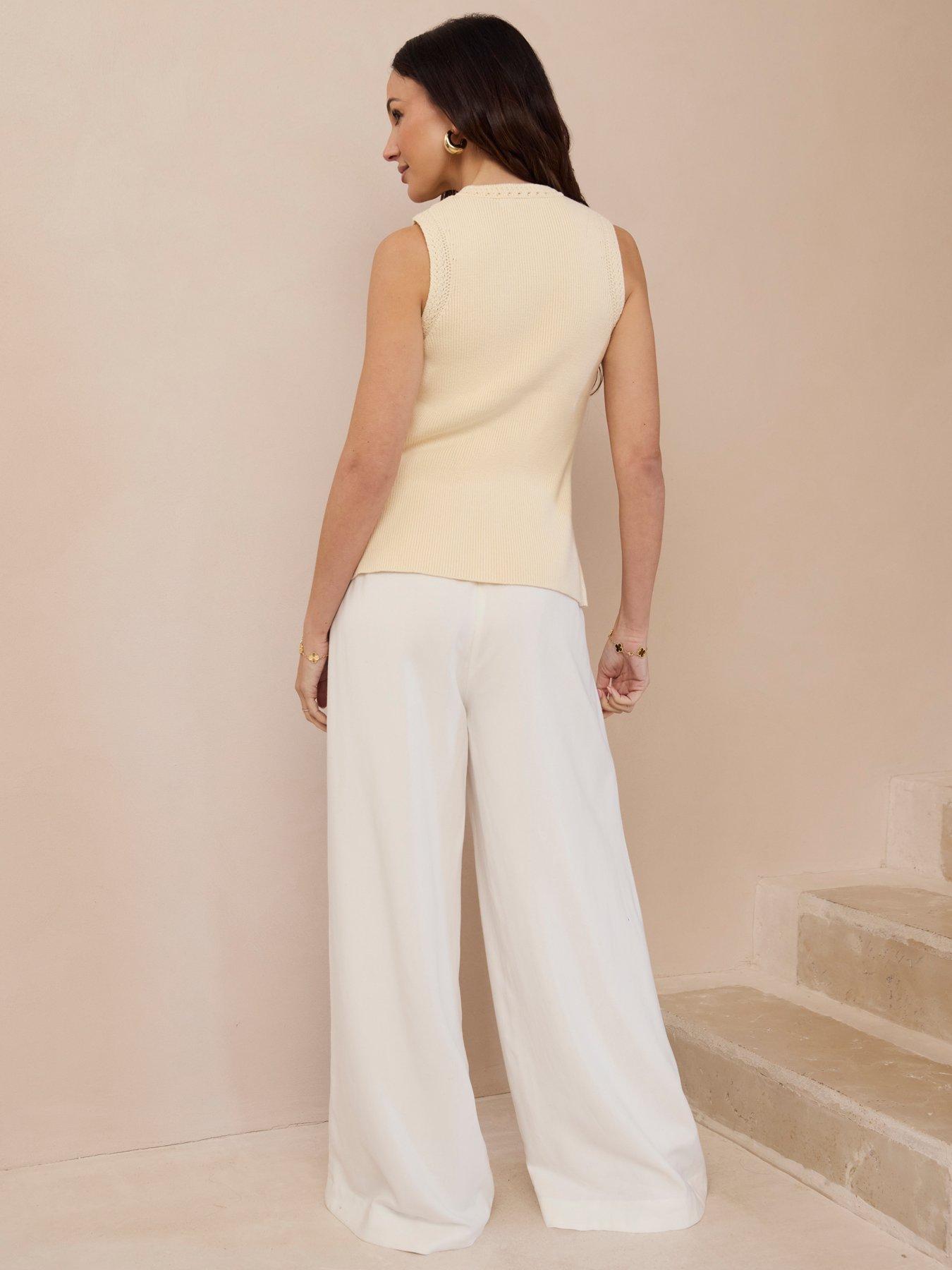 Image 2 of 5 of Michelle Keegan Longline Knitted Waistcoat - Cream