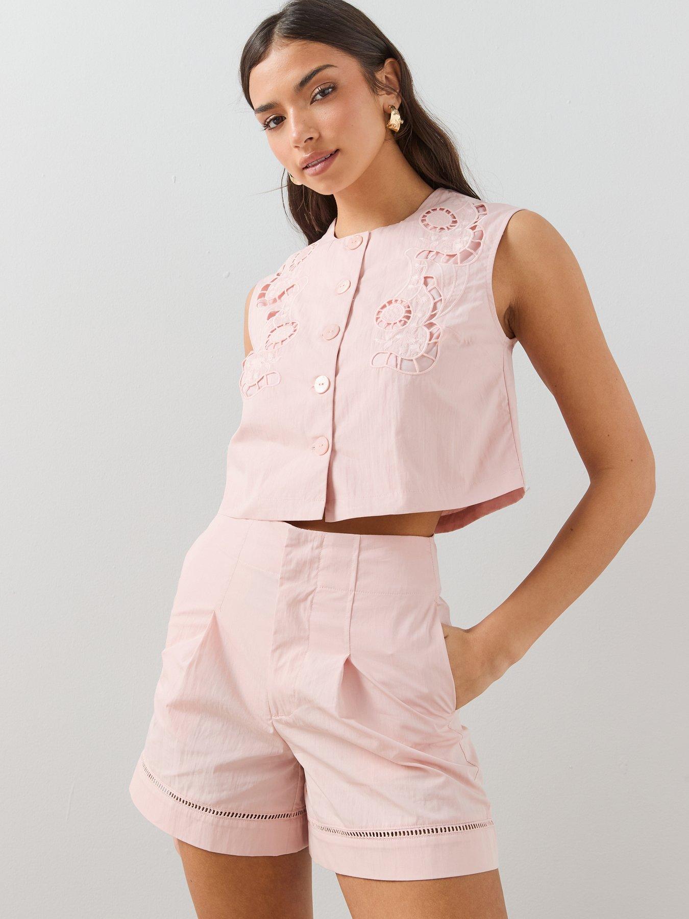 The Very Collection Cotton Embroidered Waistcoat - Light Pink