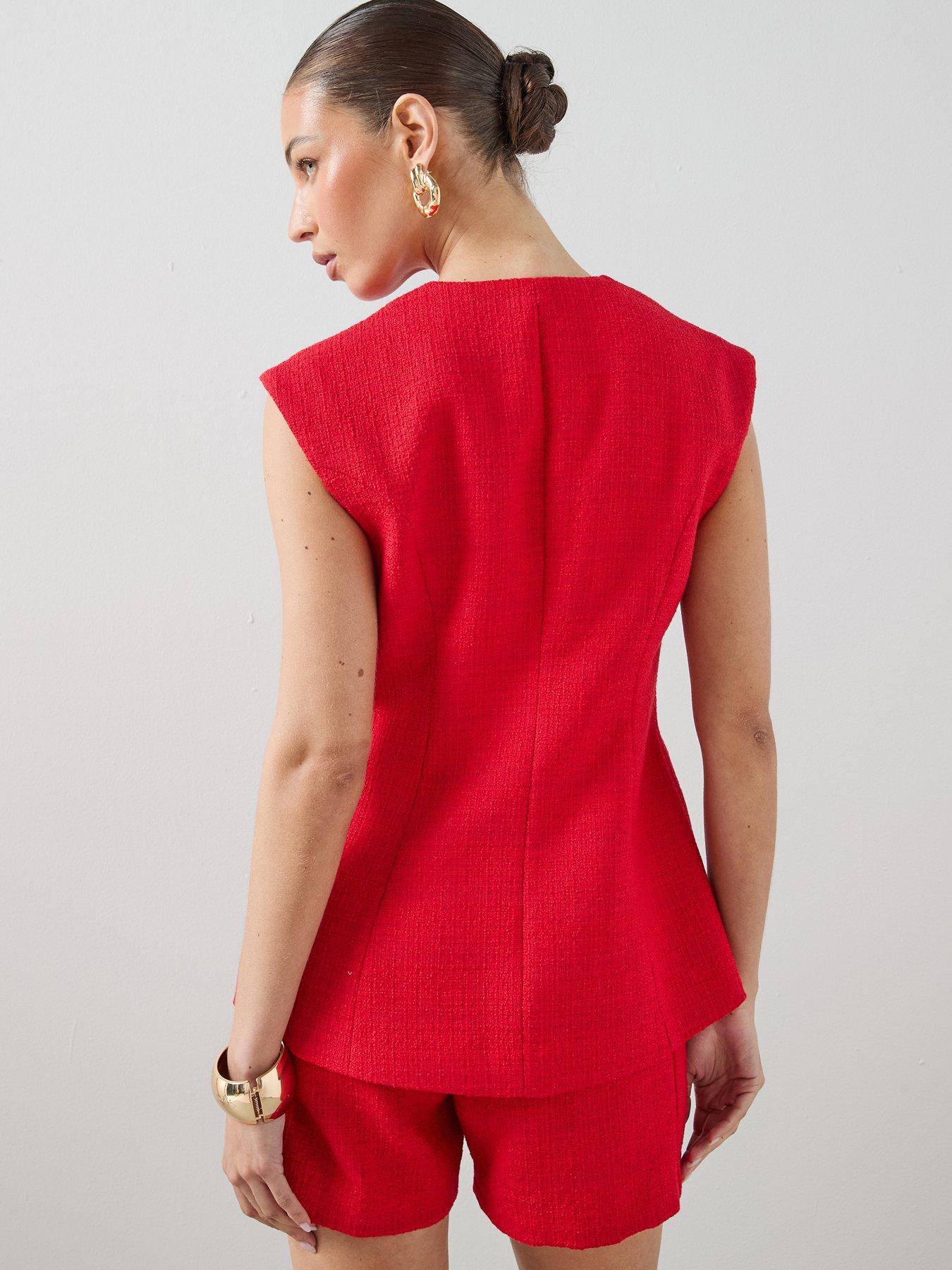 Image 2 of 6 of The Very Collection Boucle Waistcoat - Red