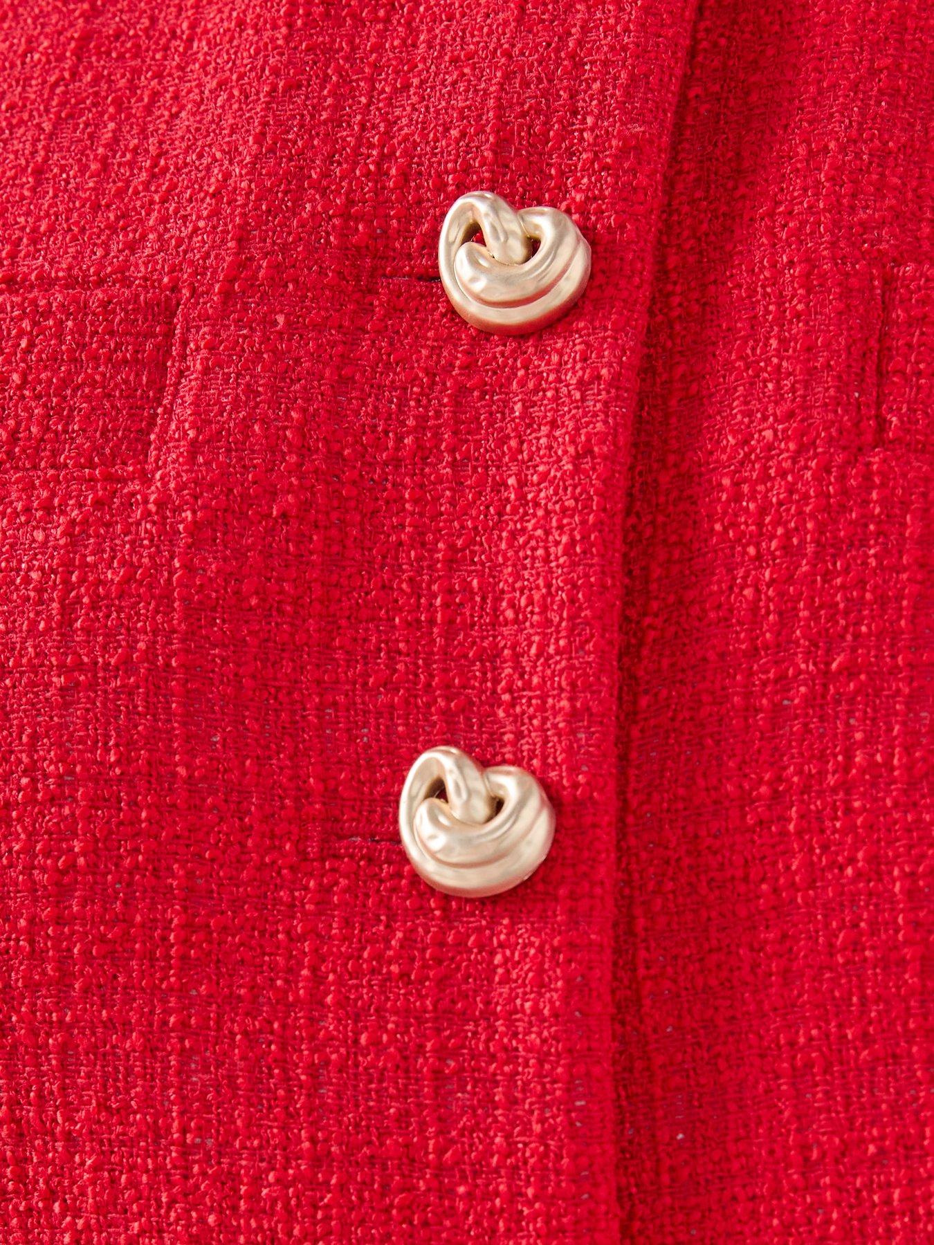Image 5 of 6 of The Very Collection Boucle Waistcoat - Red
