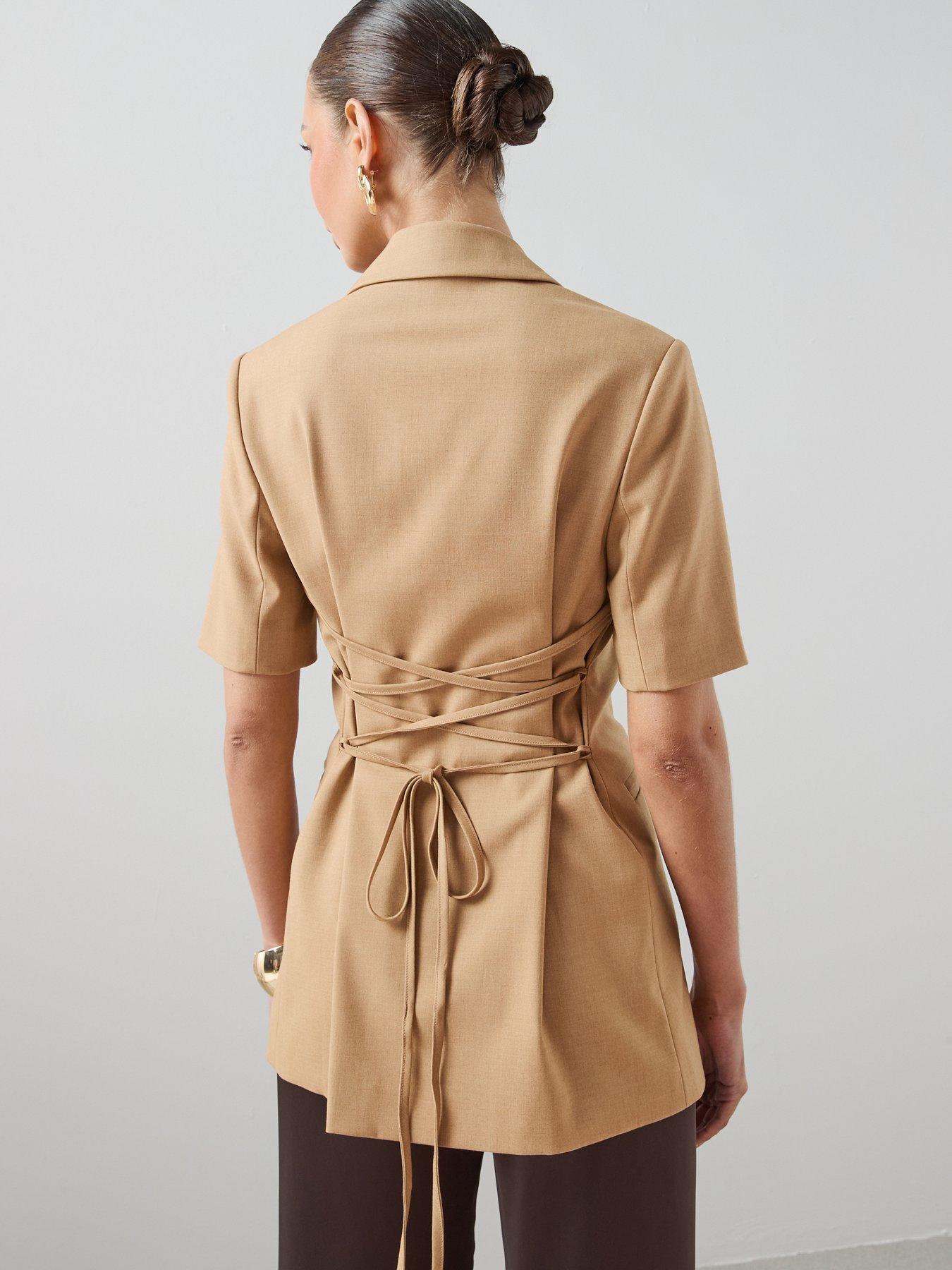 the-very-collection-short-sleeve-tailored-blazer-beigestillFront