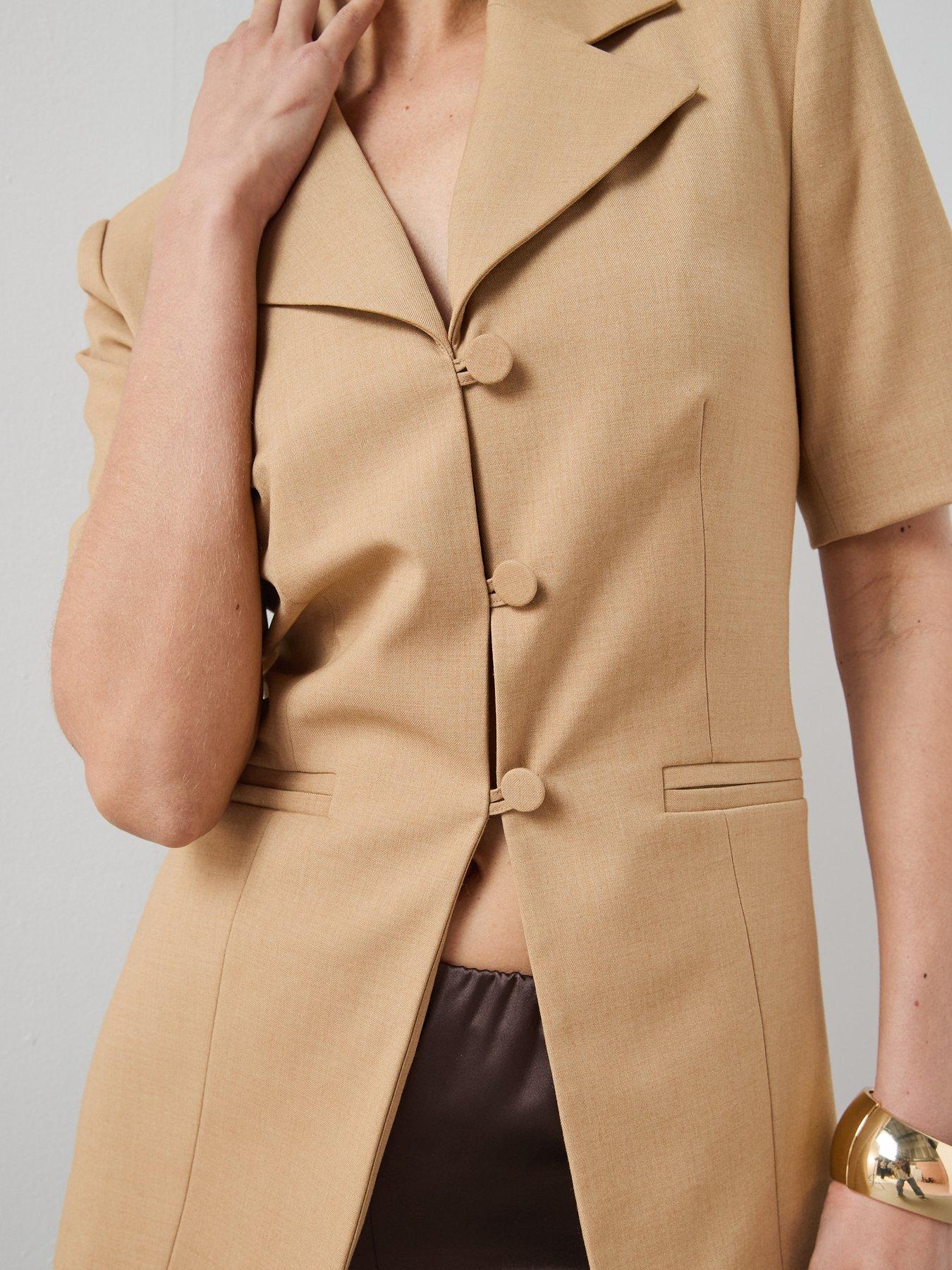 the-very-collection-short-sleeve-tailored-blazer-beigeoutfit