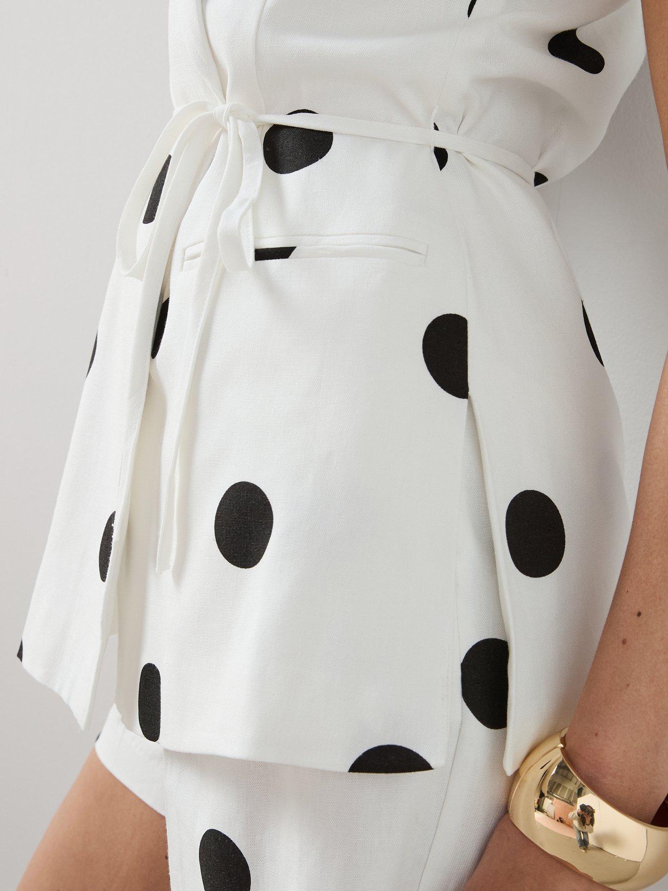 Image 4 of 6 of The Very Collection Self Belt Polka Jacket - Black &amp; White