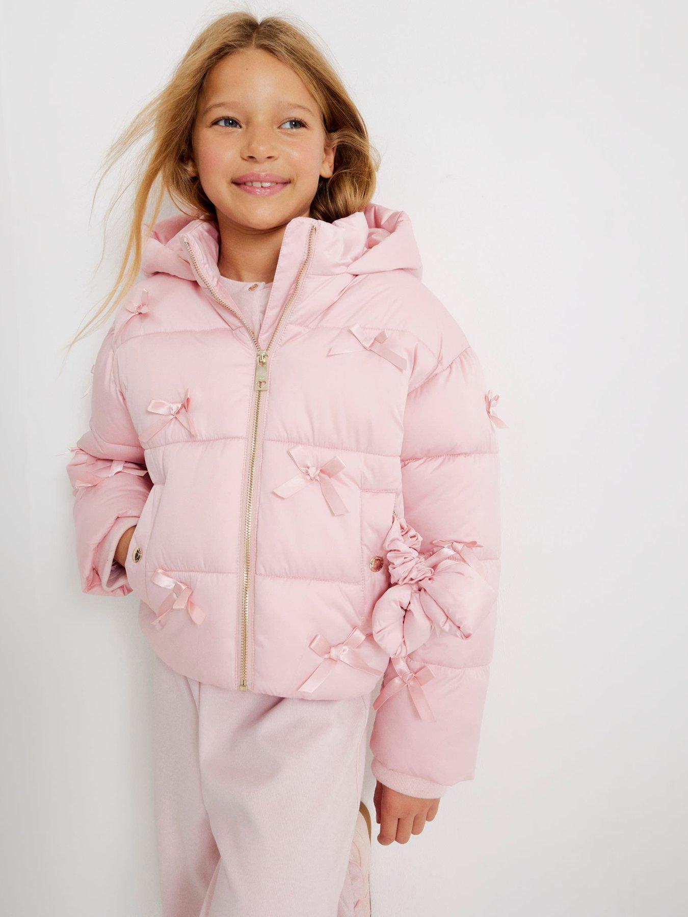 River Island Older Girls 3D Bow Padded Jacket - Pink