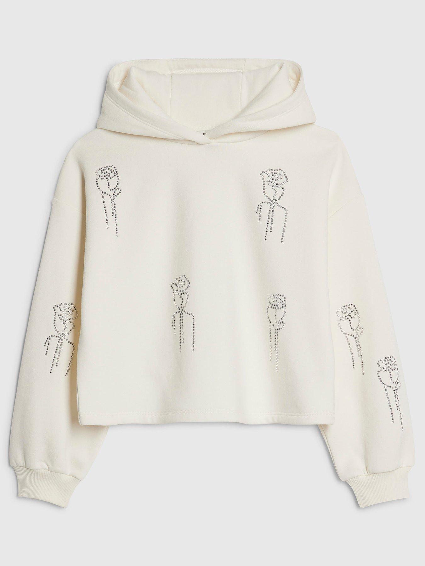 River Island Older Girls Embellished Hoodie - Cream