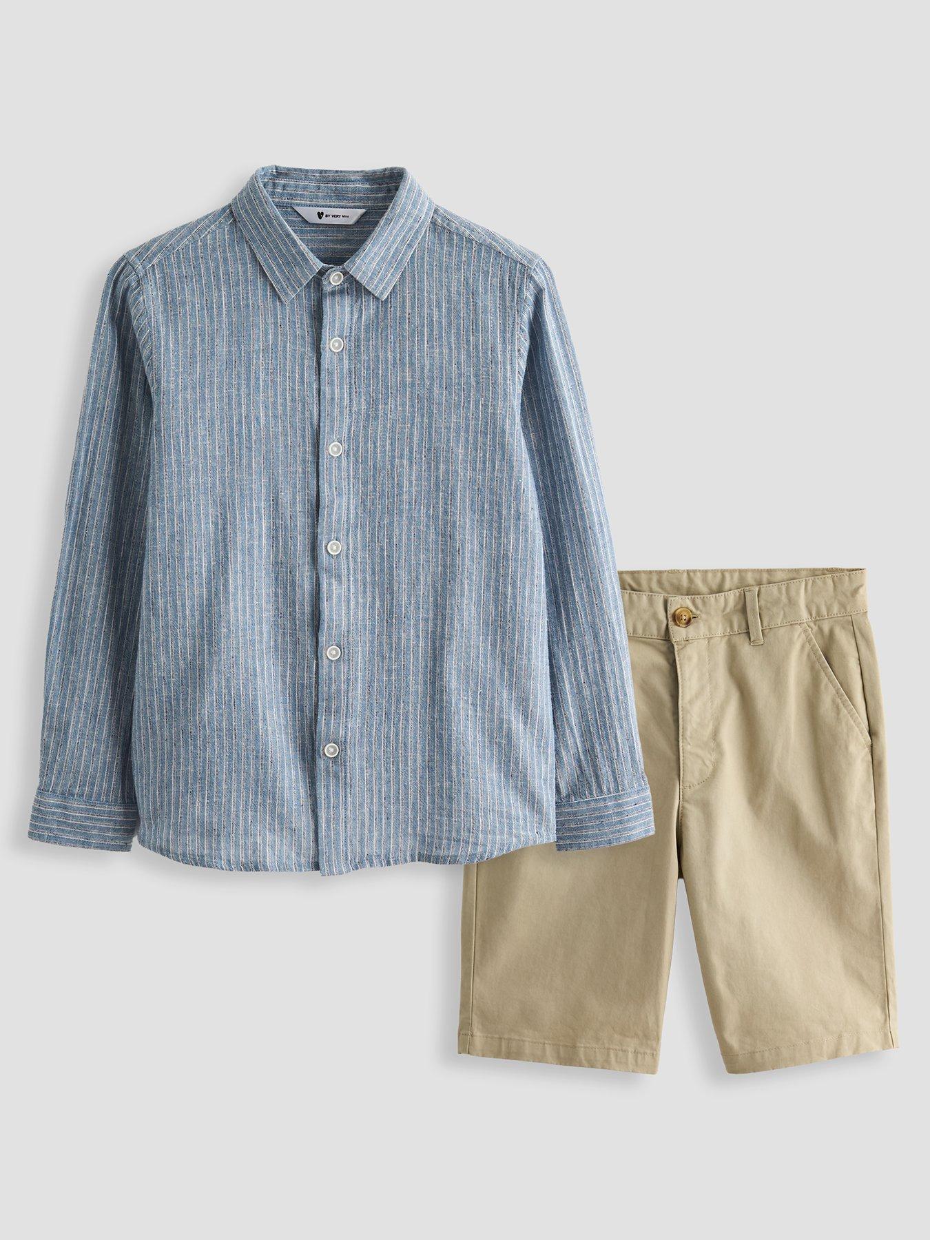 Image 1 of 5 of The Very Collection Boys Stripe Shirt And Chino Short Outfit Set - Multi