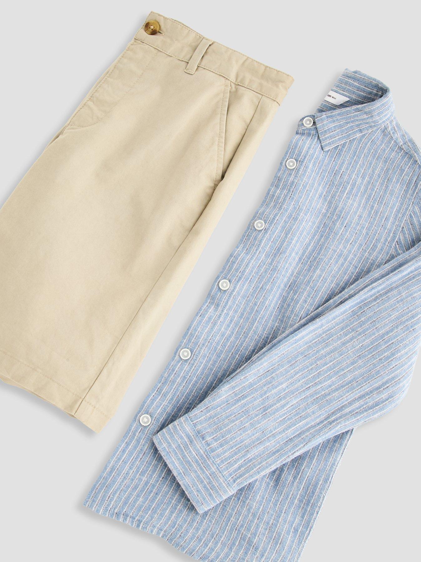 Image 3 of 5 of The Very Collection Boys Stripe Shirt And Chino Short Outfit Set - Multi