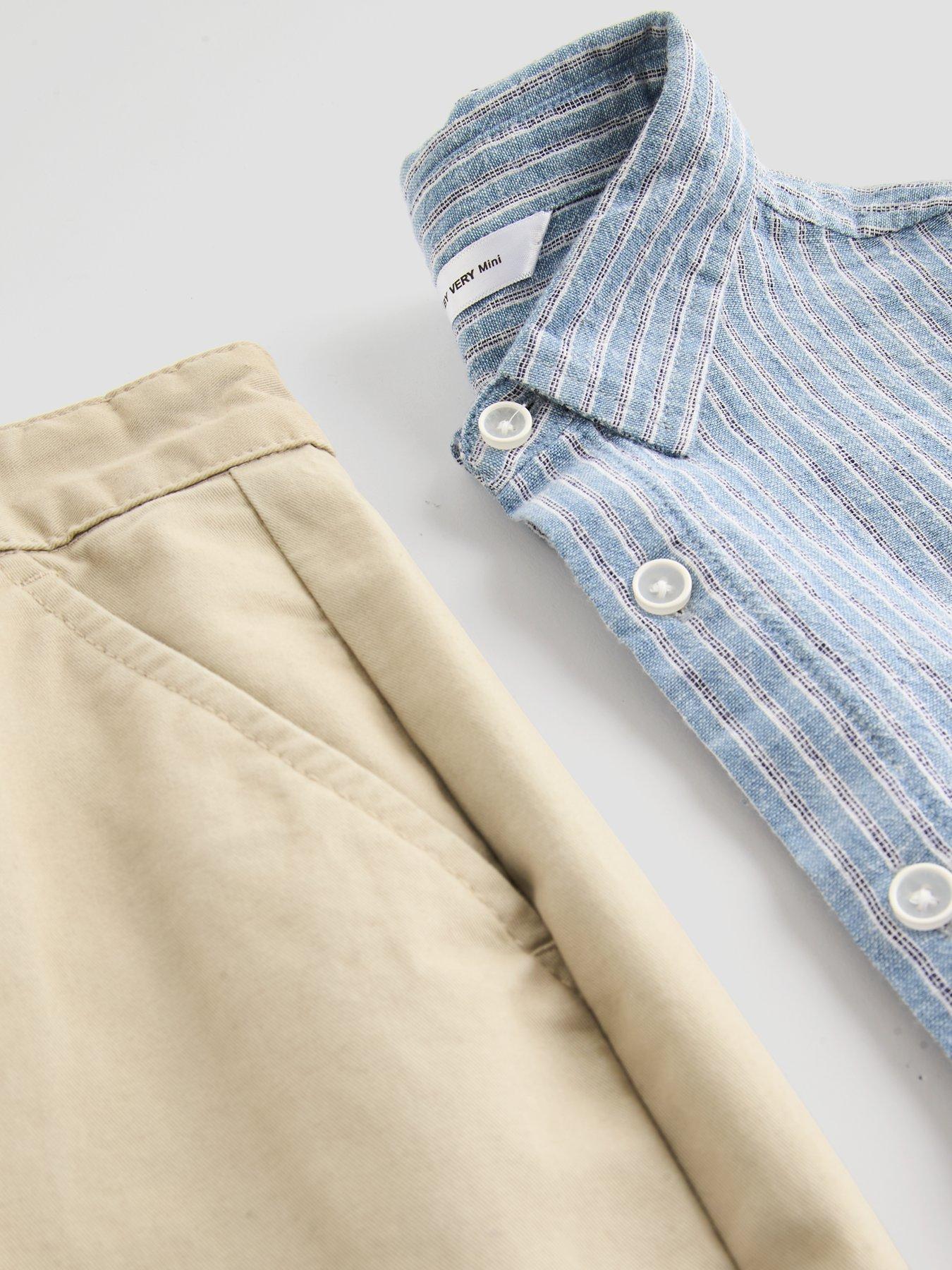 Image 4 of 5 of The Very Collection Boys Stripe Shirt And Chino Short Outfit Set - Multi