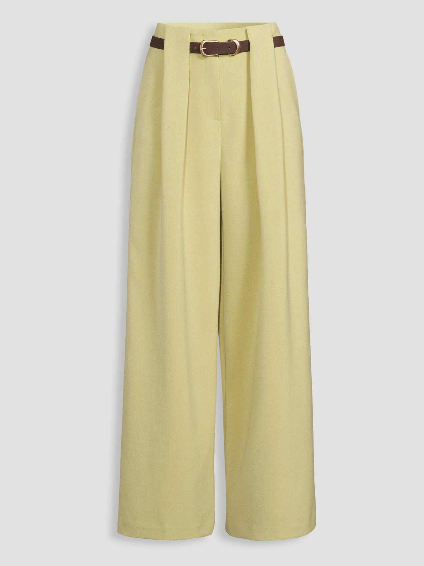 Image 3 of 3 of Michelle Keegan Belted Wide Leg Trouser - Light Khaki