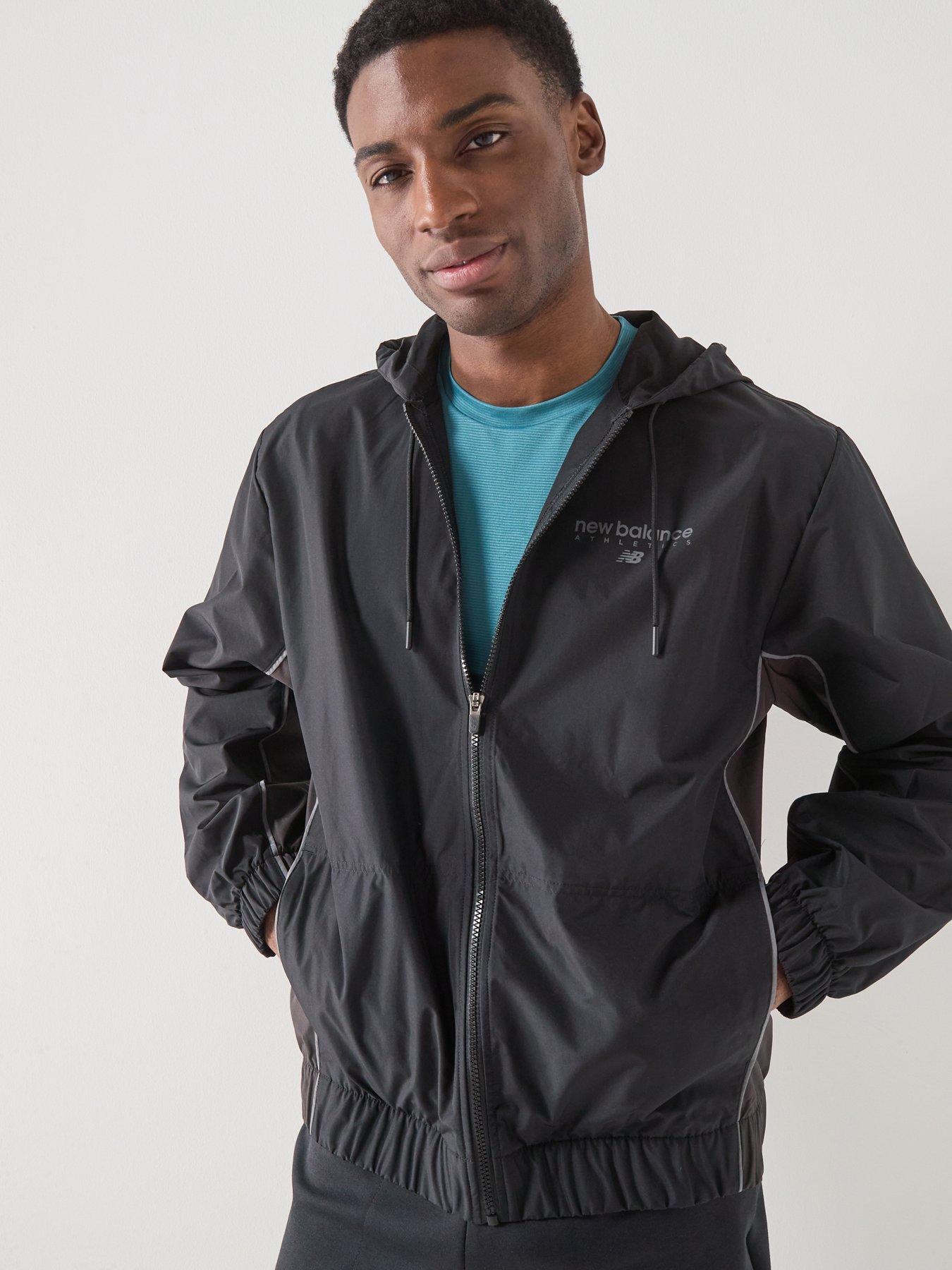 New Balance Mens Linear Graphic Woven Jacket -black