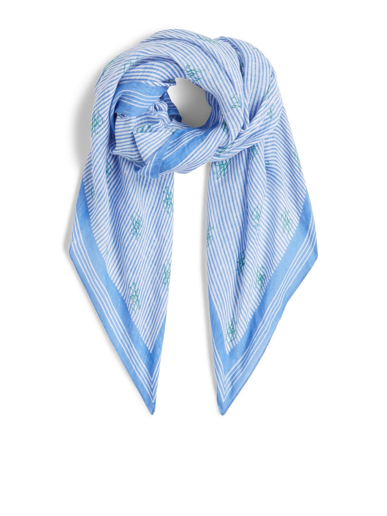 tommy-hilfiger-script-monogram-linen-square-scarf-bluefront