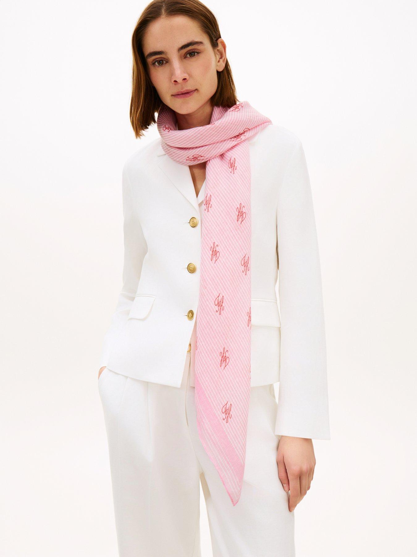 tommy-hilfiger-script-monogram-linen-square-scarf-pinkstillFront