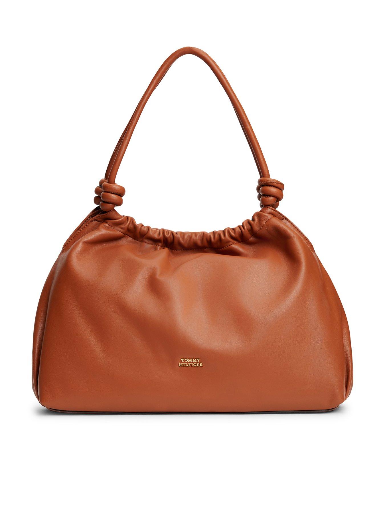 Image 1 of 4 of Tommy Hilfiger TH Soft Leather Hobo - Cognac