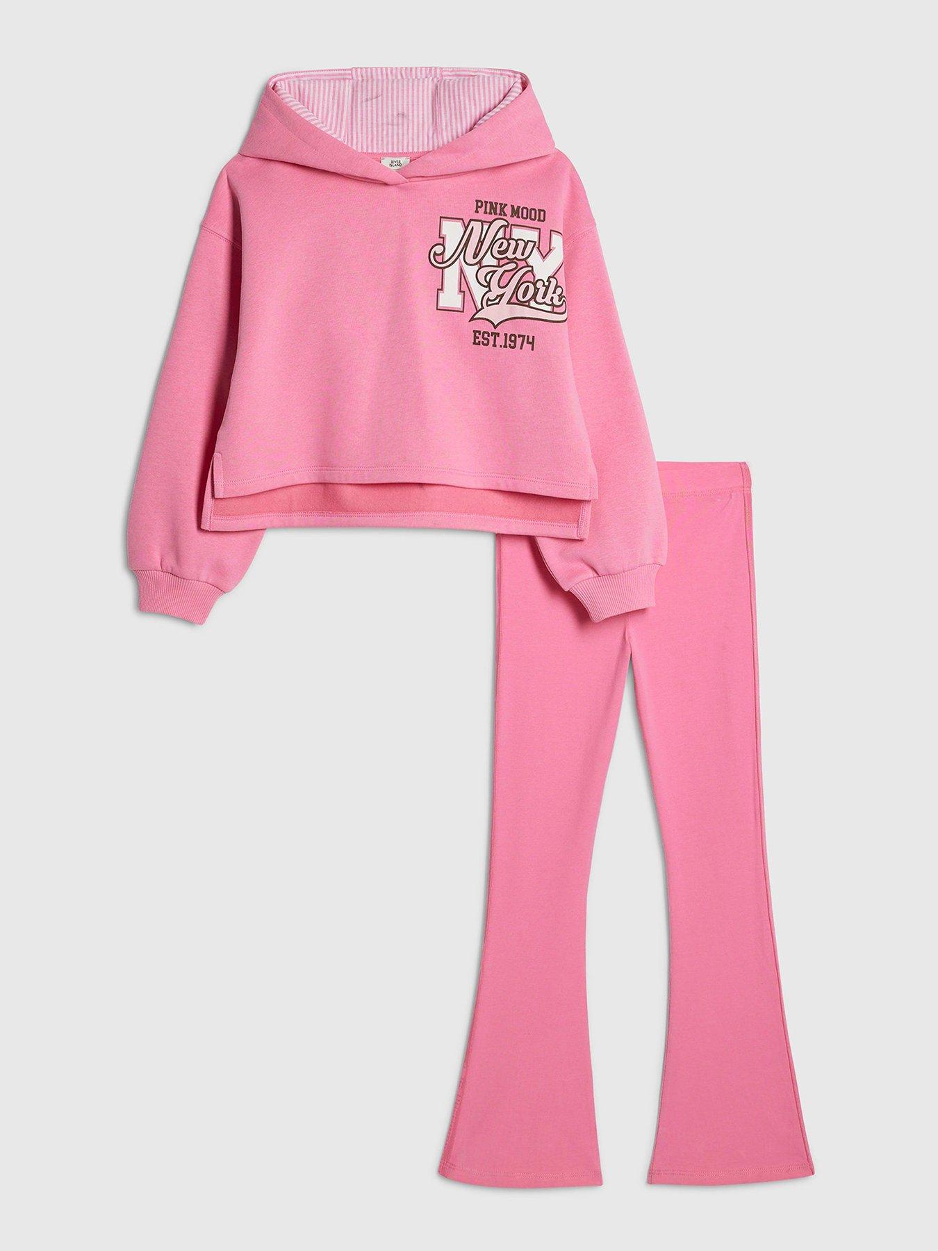 River Island Older Girls New York Hoodie Set - Pink