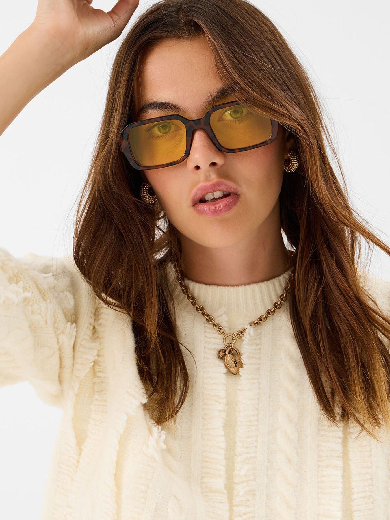 Image 2 of 3 of Accessorize Retro Tort Square Sunglasses