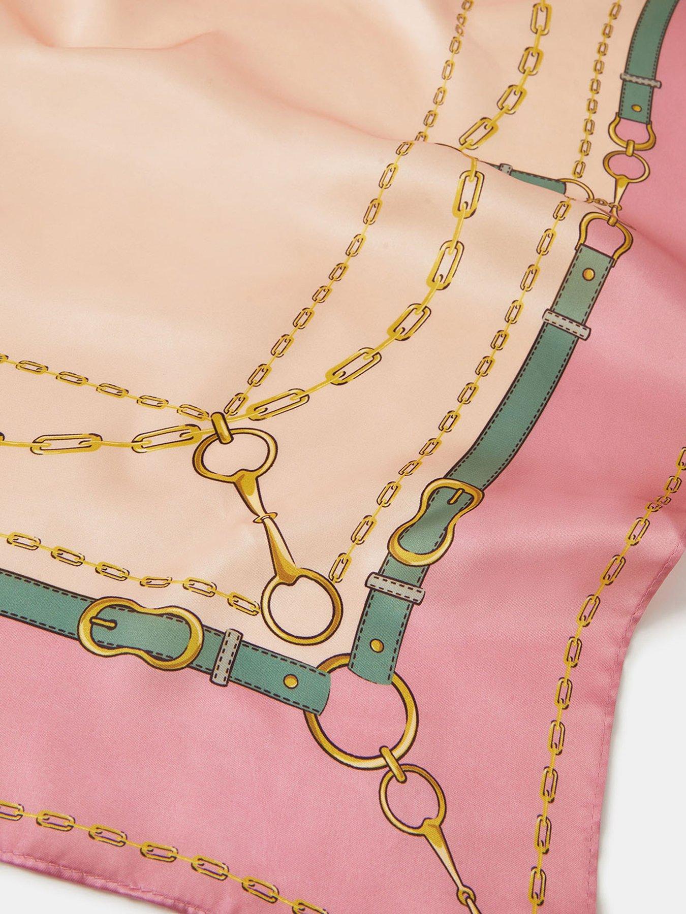 Image 3 of 3 of Accessorize Chain Print Square Satin Scarf