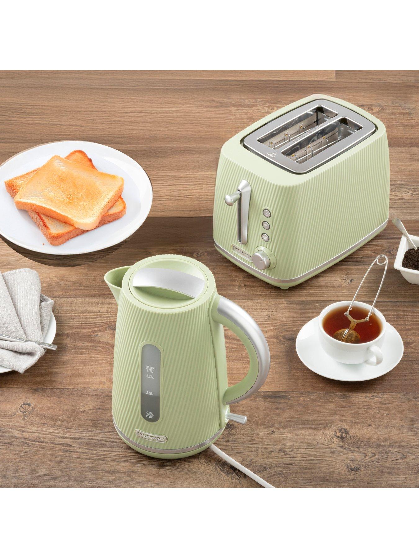 Image 2 of 4 of Daewoo Cascade 1.7L Kettle &amp; 2 Slice Toaster&nbsp;Bundle -&nbsp;Sage&nbsp;