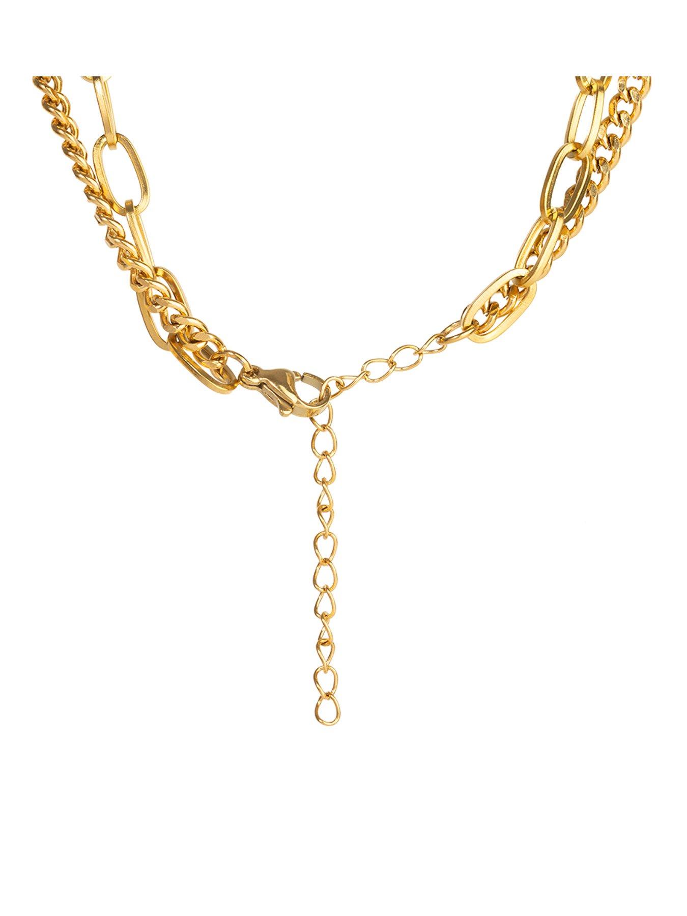 Image 3 of 5 of The Love Collection Gold Plated Stainless Steel Layered Heart Link Necklace