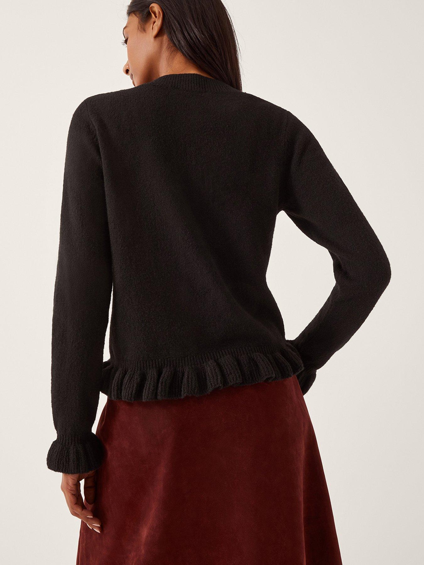 Image 3 of 5 of Monsoon Rina Ruffle Cardigan - Black