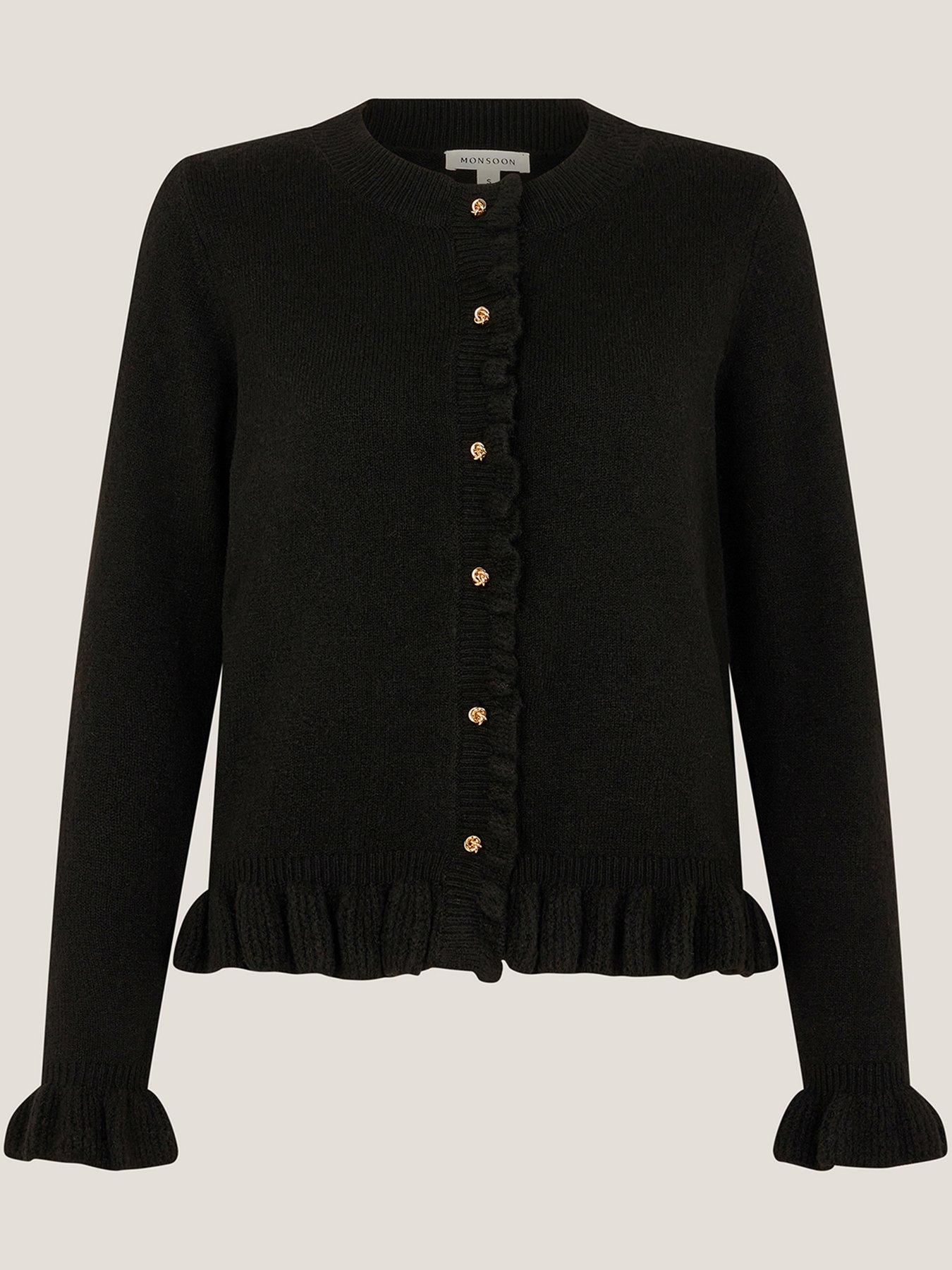 Image 4 of 5 of Monsoon Rina Ruffle Cardigan - Black
