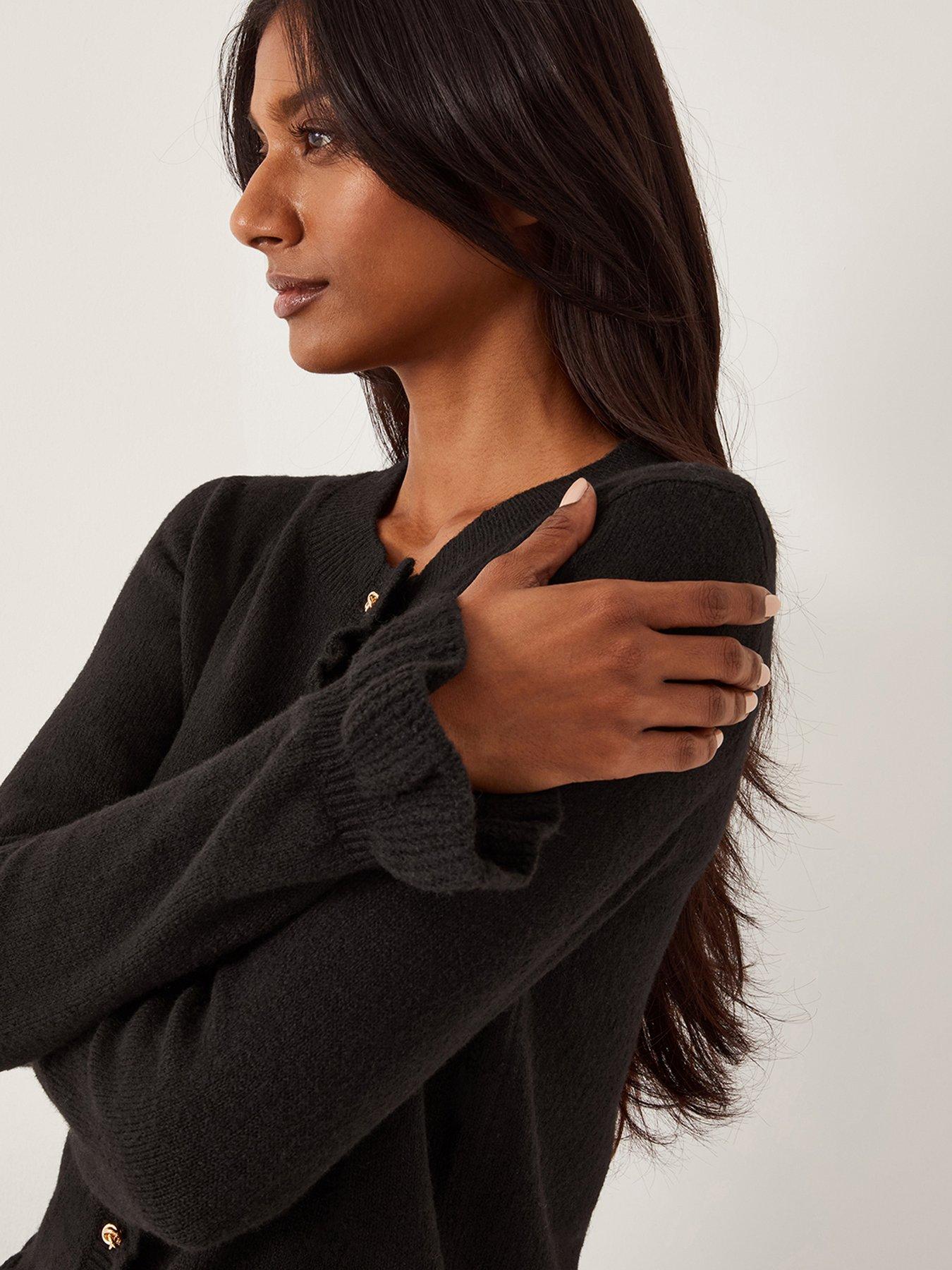 Image 5 of 5 of Monsoon Rina Ruffle Cardigan - Black