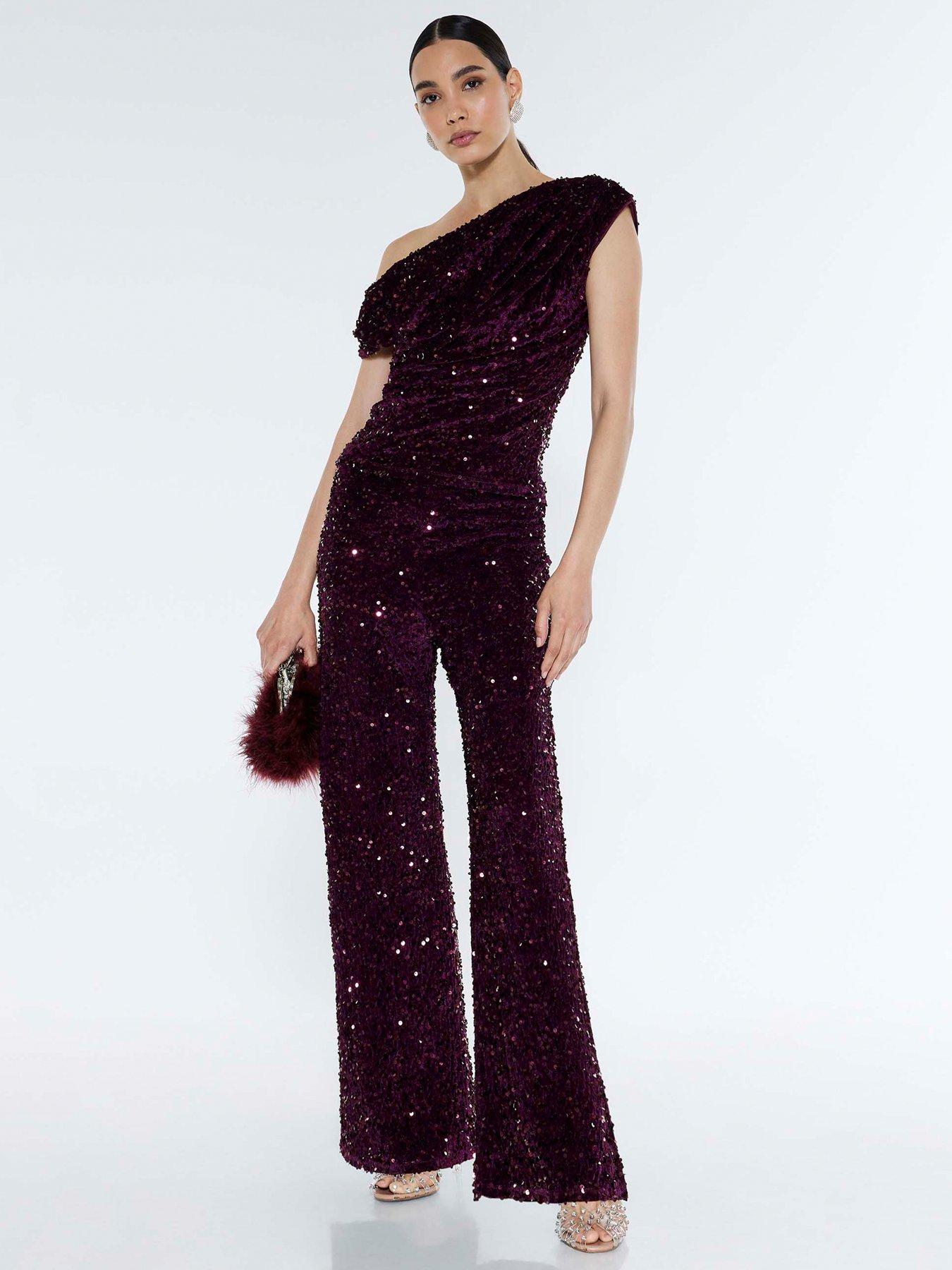 River Island Pull On Velvet Sequin Trouser - Red