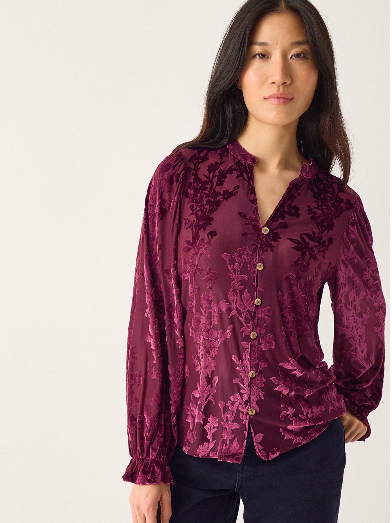 Monsoon Denva Devore Blouse - Red